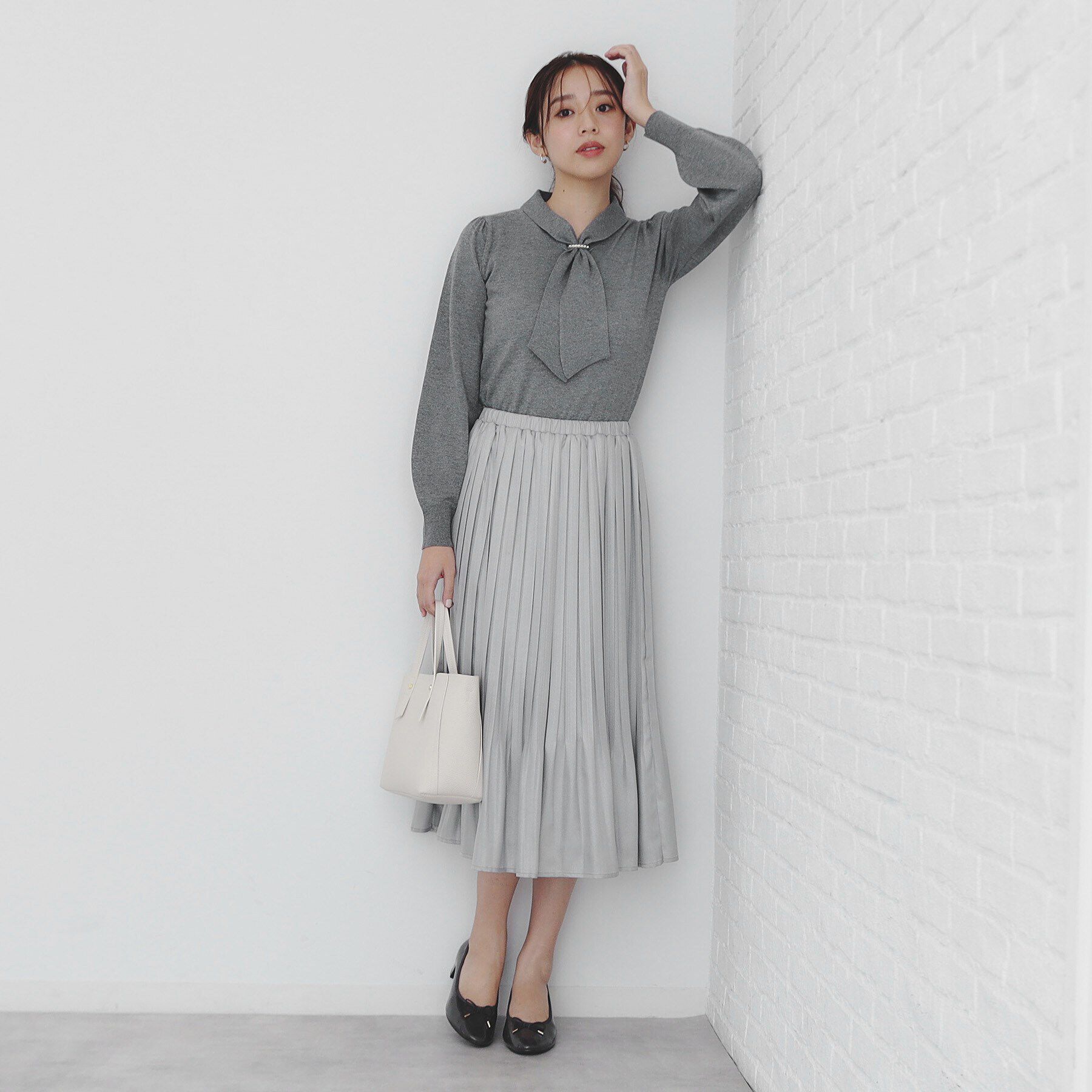 index「《8color/XS-LLsize》パール調パーツ付き ボウタイニット【洗濯機可】」|ニット・セーター|