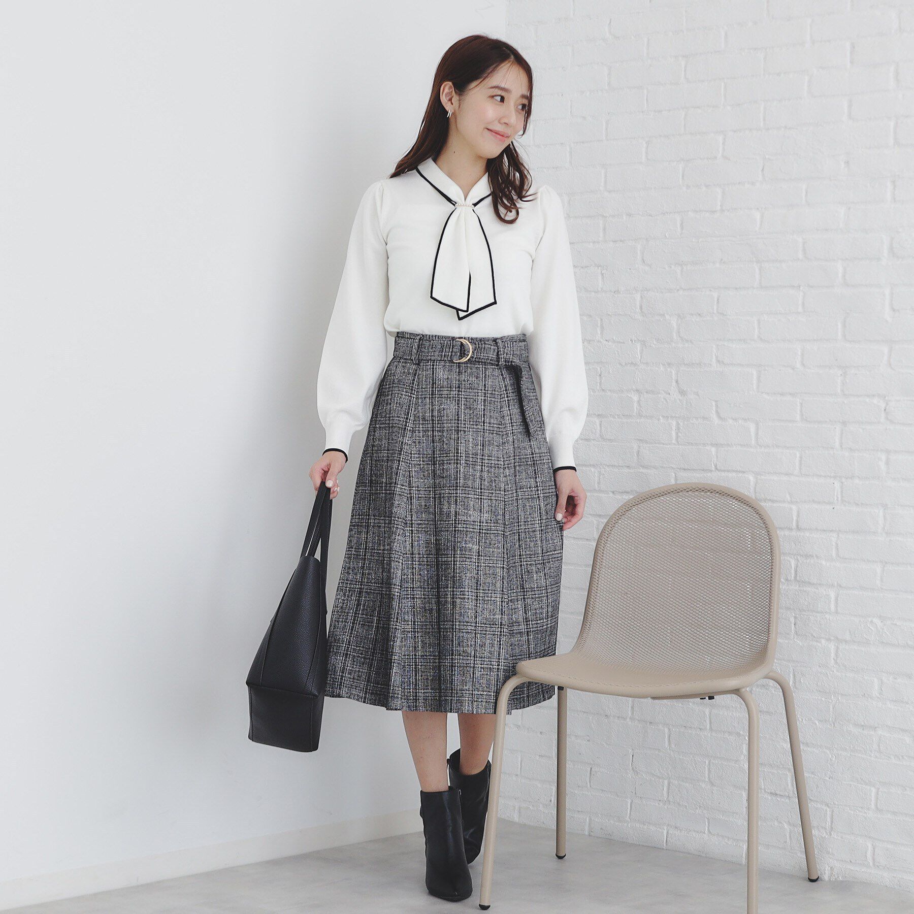 index「《8color/XS-LLsize》パール調パーツ付き ボウタイニット【洗濯機可】」|ニット・セーター|