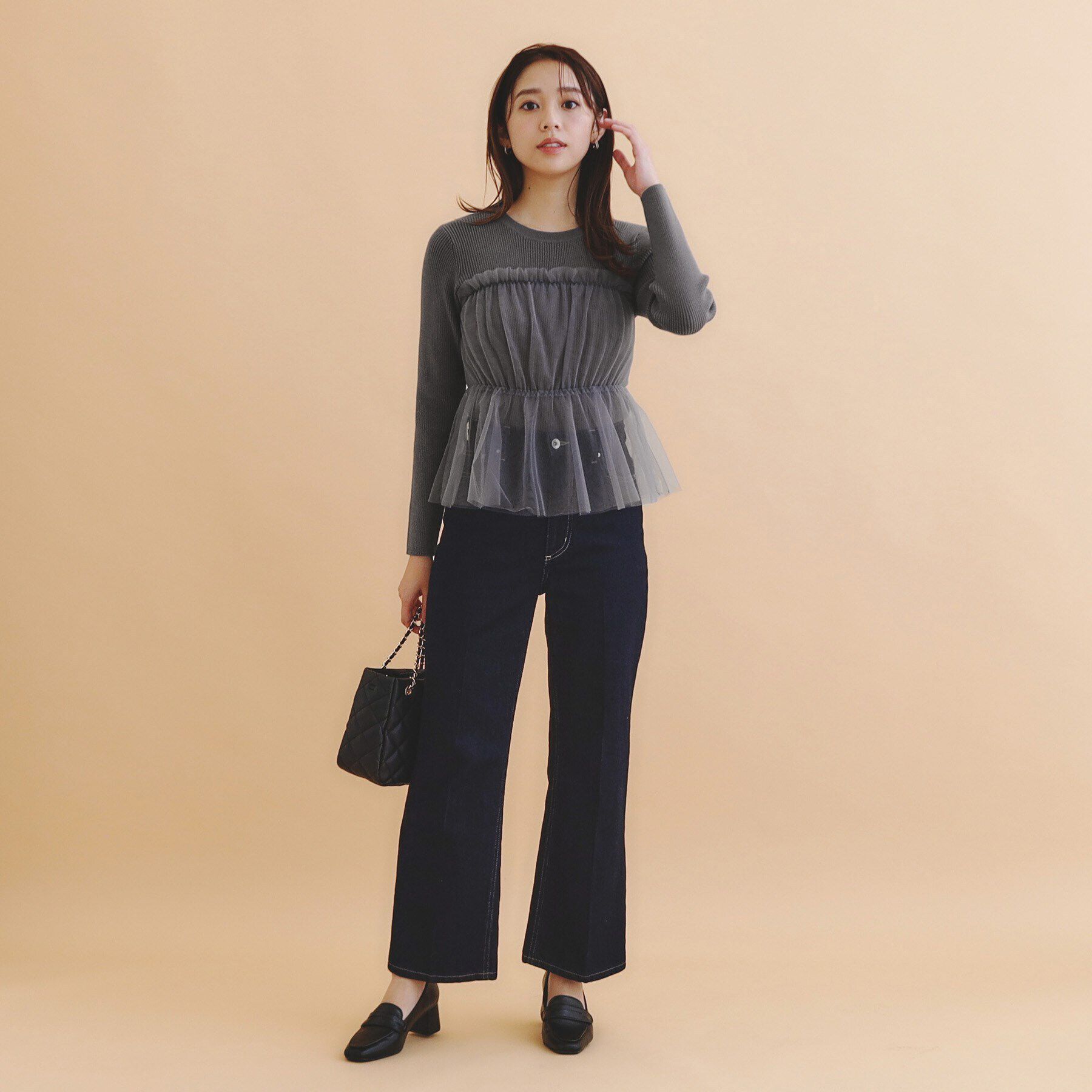 index「チュールレイヤードペプラムニット【洗える】」|ニット・セーター|