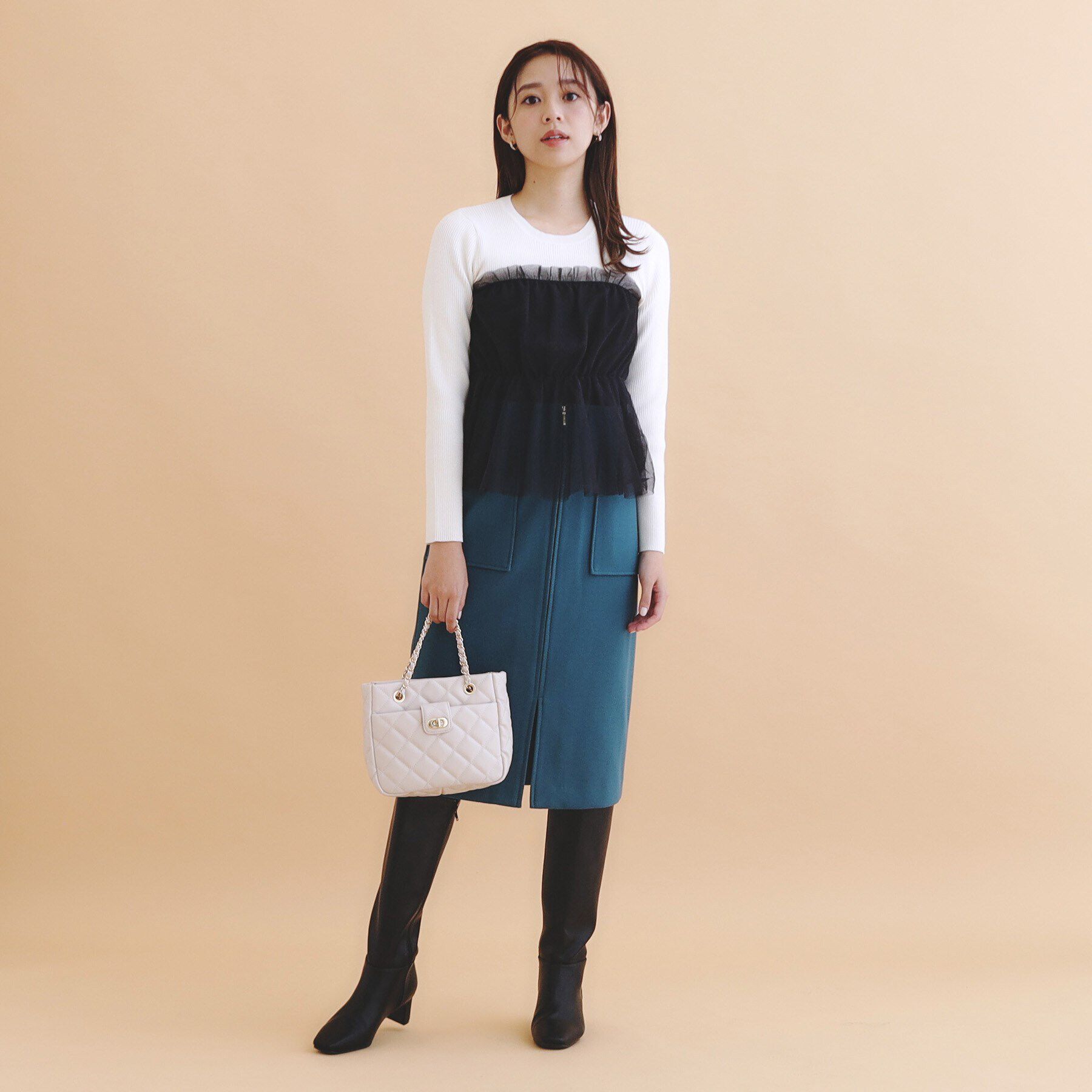 index「チュールレイヤードペプラムニット【洗える】」|ニット・セーター|