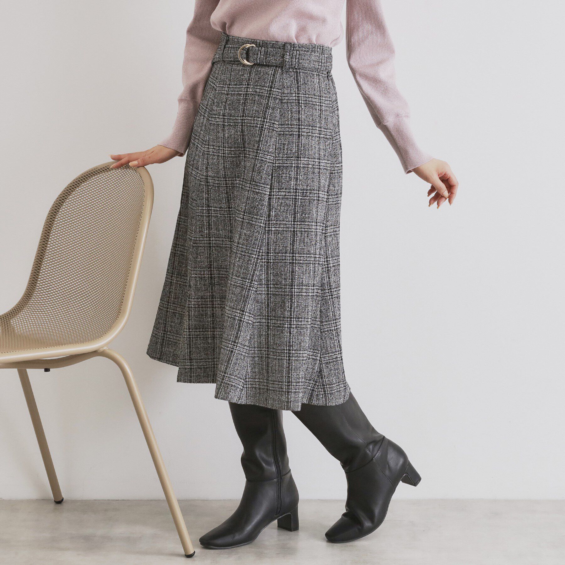 index「チェック柄マーメイドフレアスカート【洗濯機洗い可/イージーアイロン】」|スカート|