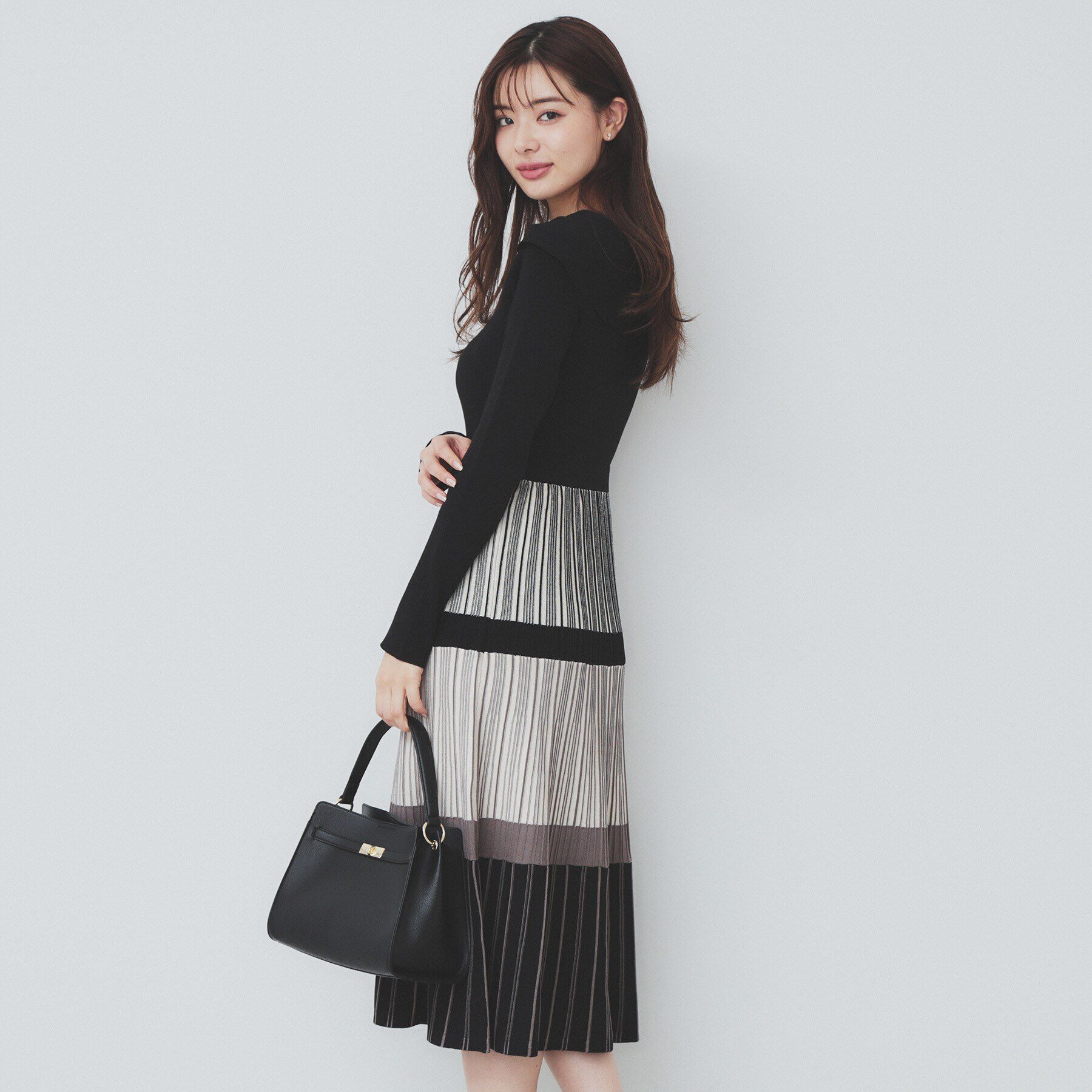 index「ランダムボーダーニットワンピース【洗濯機洗い可】」|ワンピース|