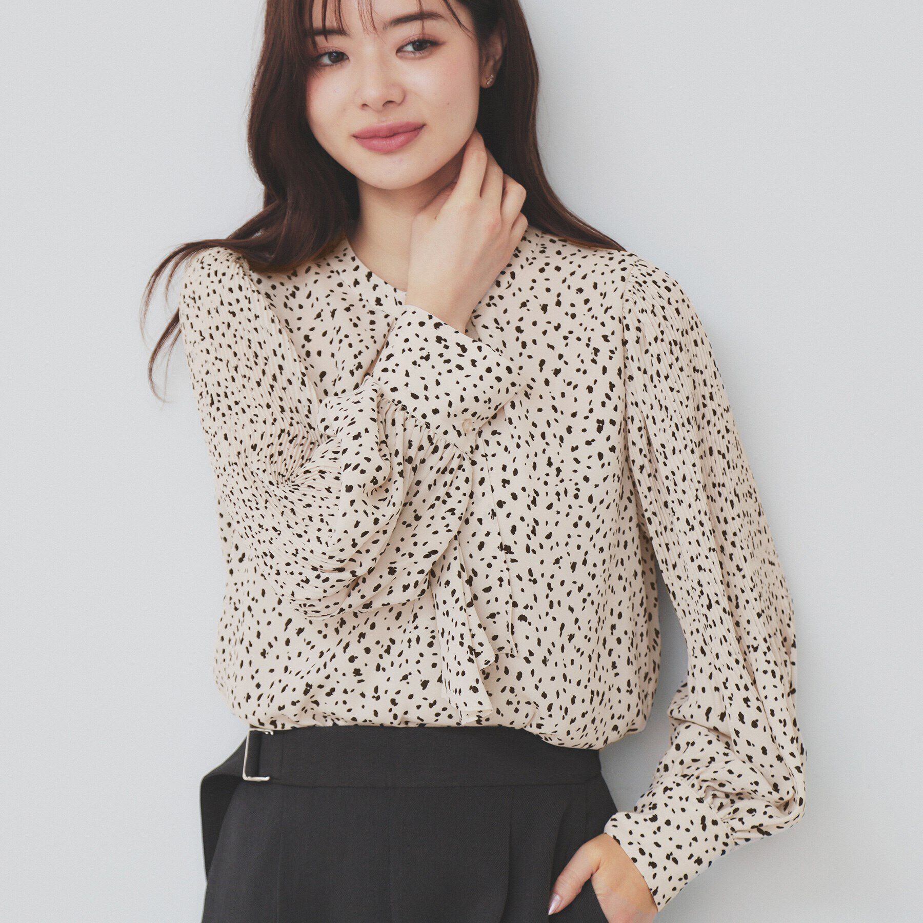 index「ボウタイプリーツスリーブ柄アソートブラウス【洗濯機可・イージーアイロン】」|シャツ・ブラウス|