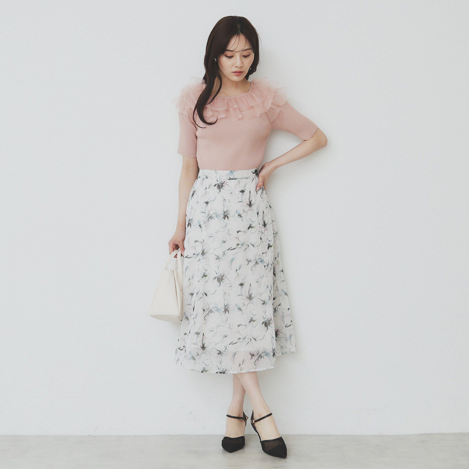 index「シアーフラワーフレアスカート【洗濯機洗い可】」|スカート|