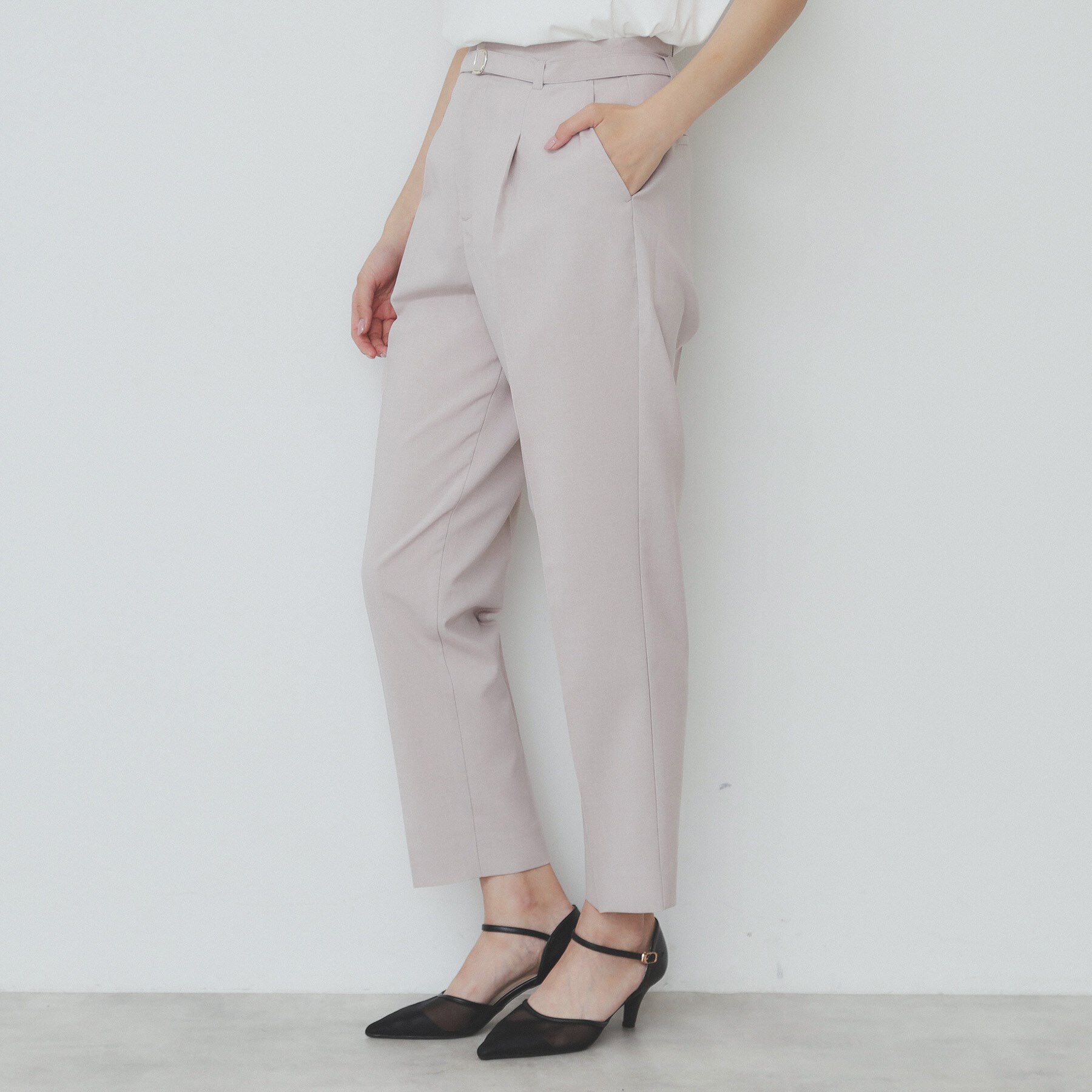 index「ベルト付きストレッチテーパードパンツ/セットアップ可【洗濯機洗い可/吸水速乾/接触冷感】」|その他|