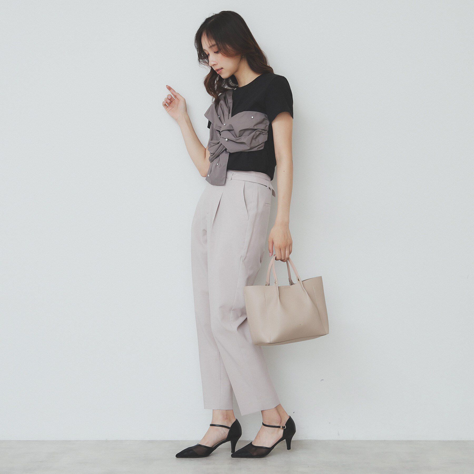 index「ベルト付きストレッチテーパードパンツ/セットアップ可【洗濯機洗い可/吸水速乾/接触冷感】」|その他|