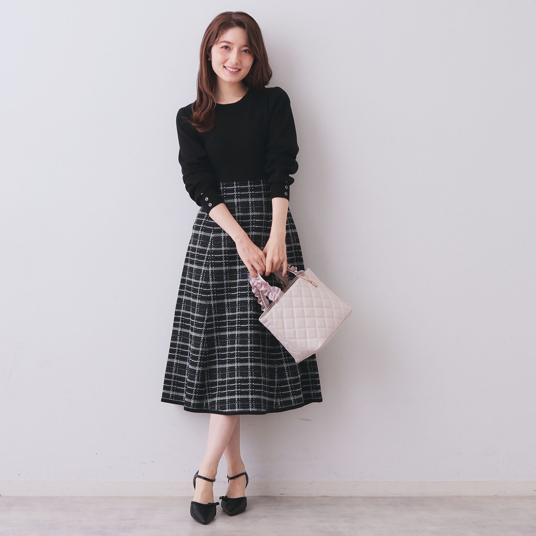 index「チェックラメジャカードニットワンピース」|ワンピース|