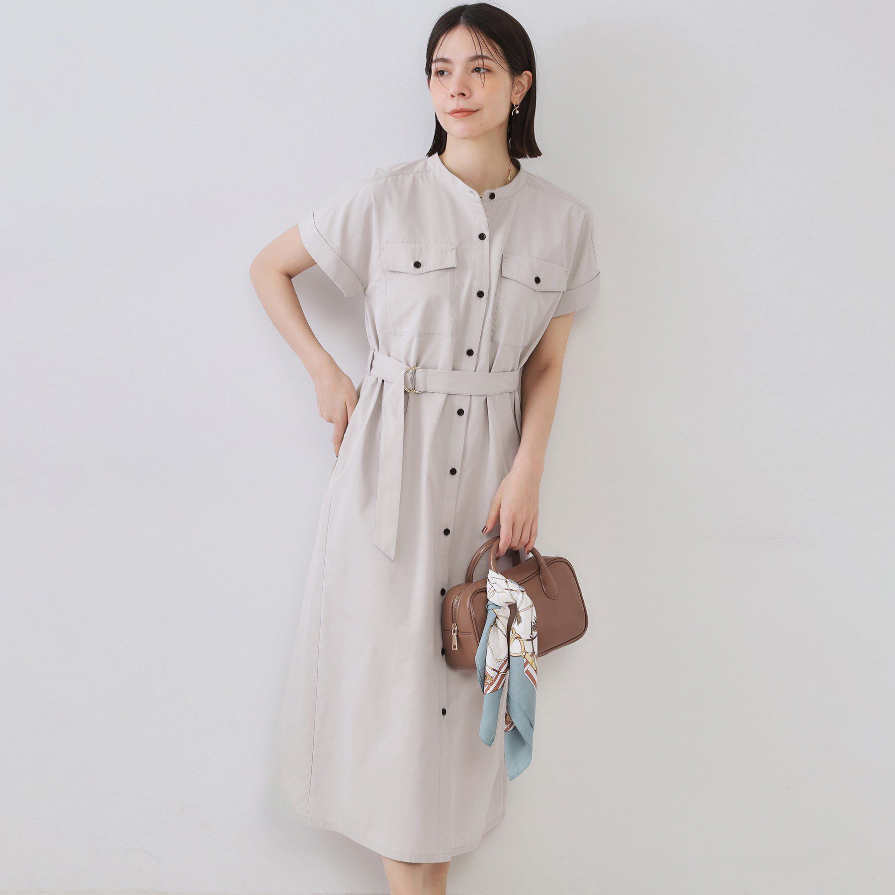OPAQUE.CLIP「ダブルポケットシャツワンピース【洗濯機洗い可】」|ワンピース|