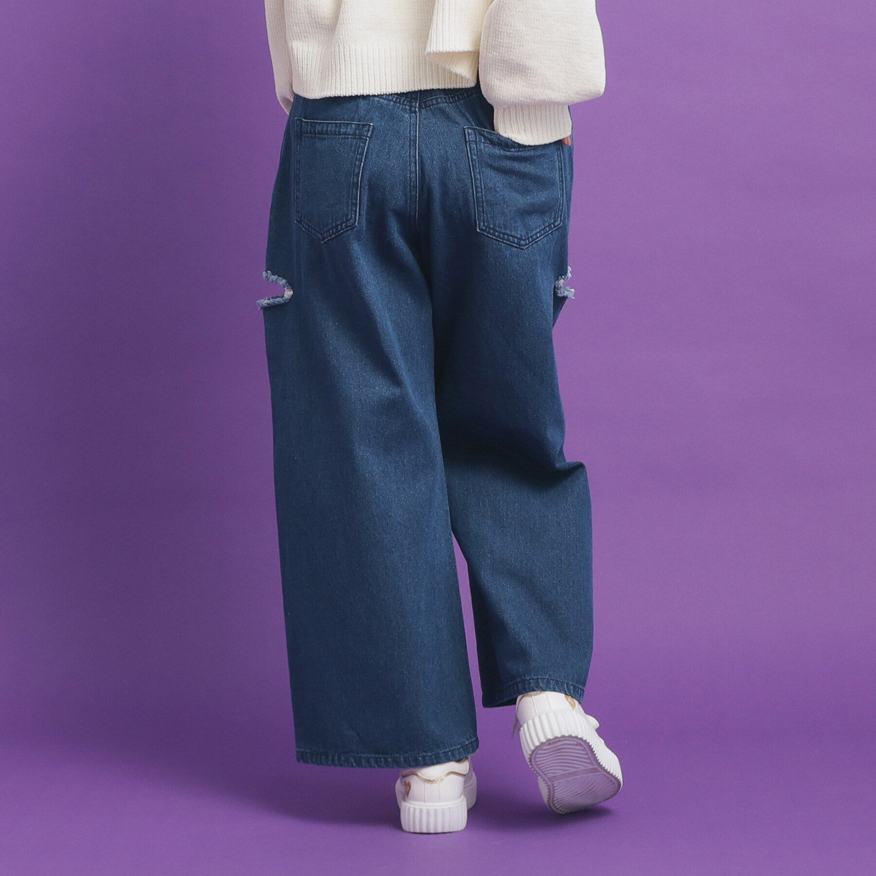 PINK-latte「【130cmあり／ウエストホック】サイドカットデニム」|その他|