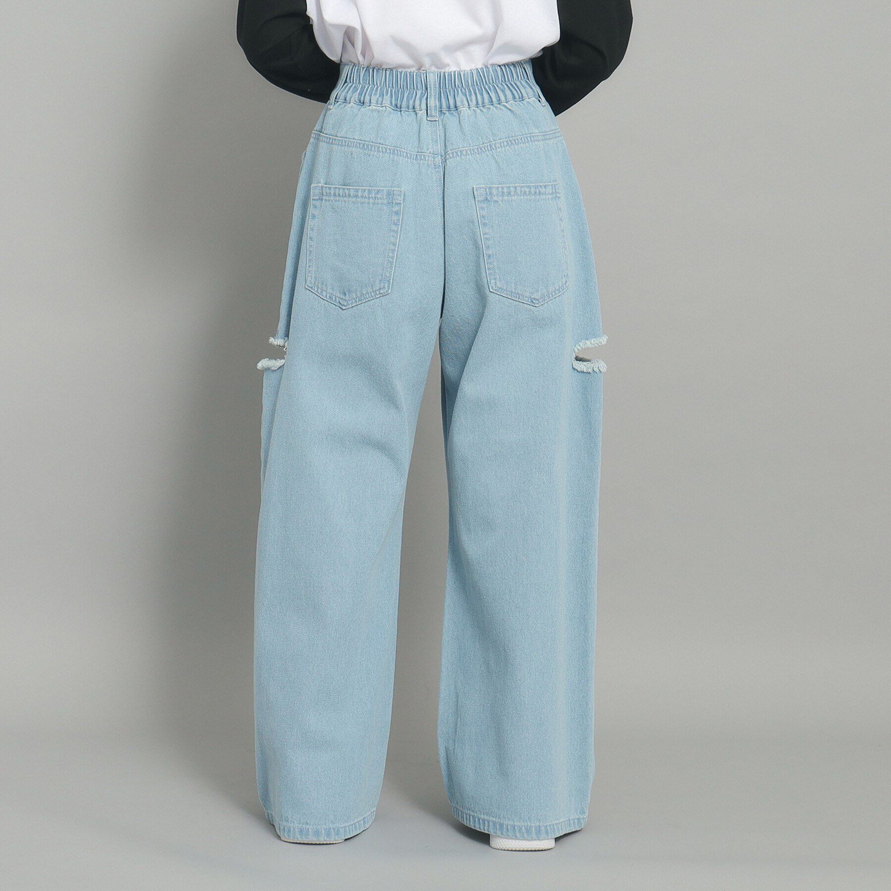 PINK-latte「【130cmあり／ウエストホック】サイドカットデニム」|その他|