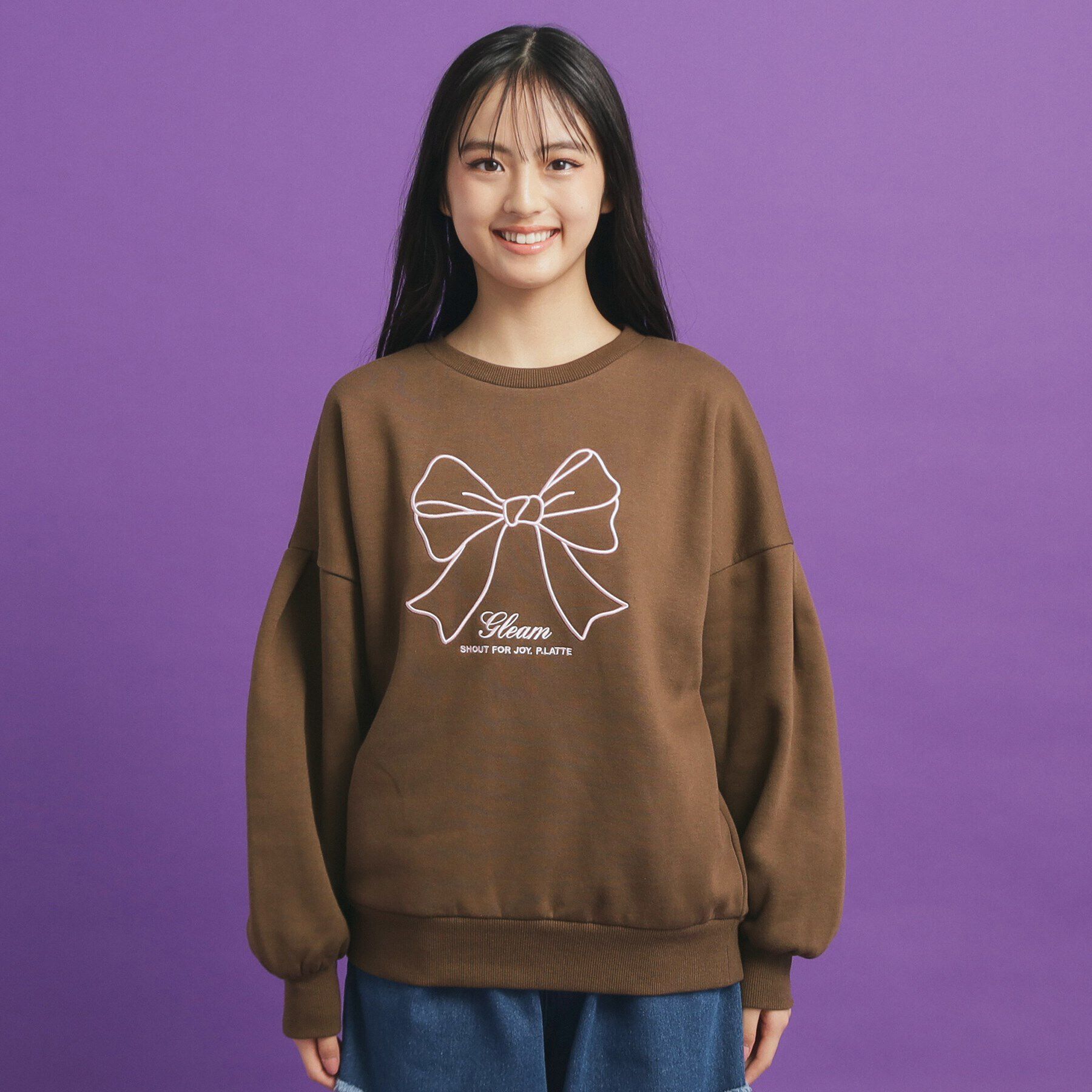 PINK-latte「リボン立体刺繍裏起毛プルオーバー」|その他|