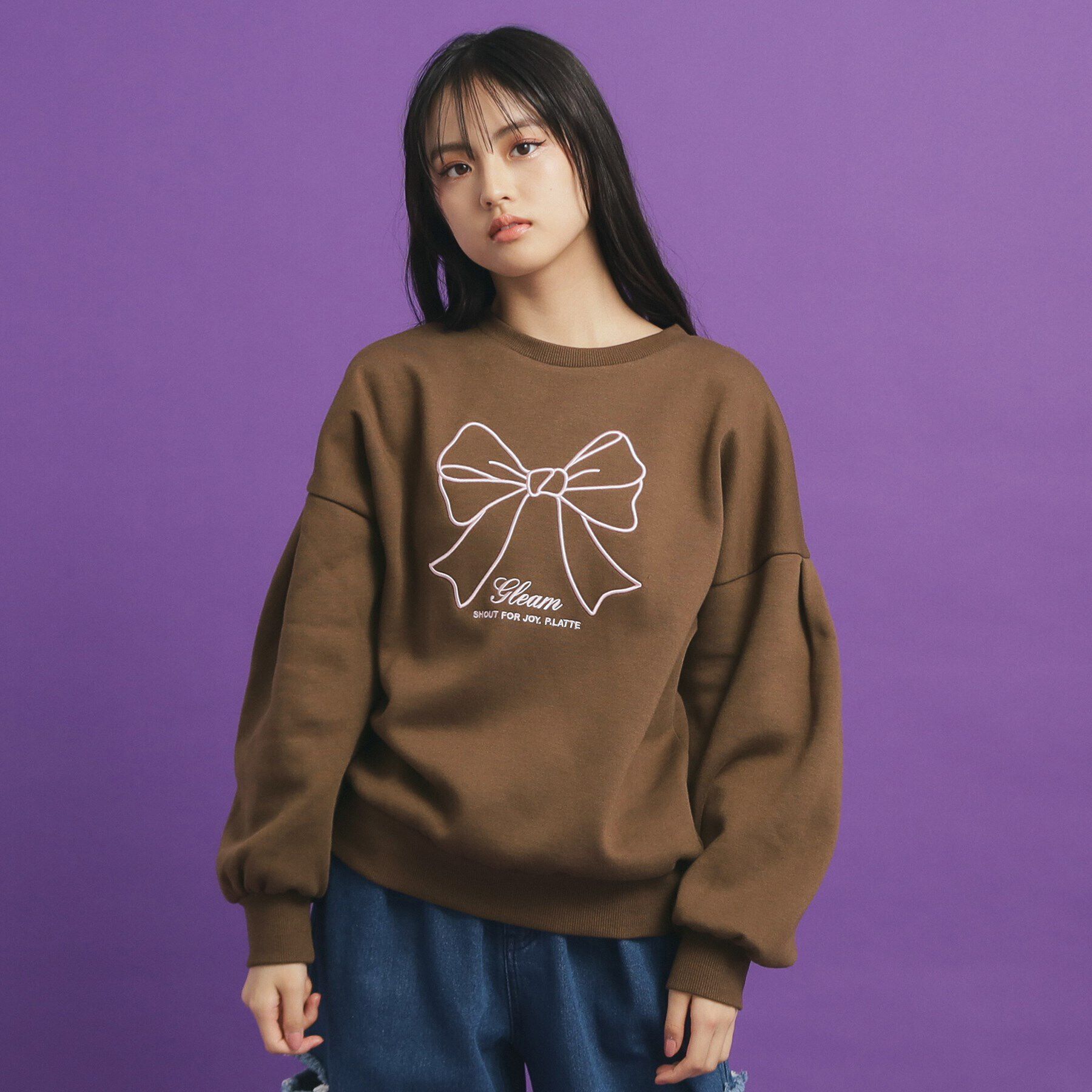 PINK-latte「リボン立体刺繍裏起毛プルオーバー」|その他|