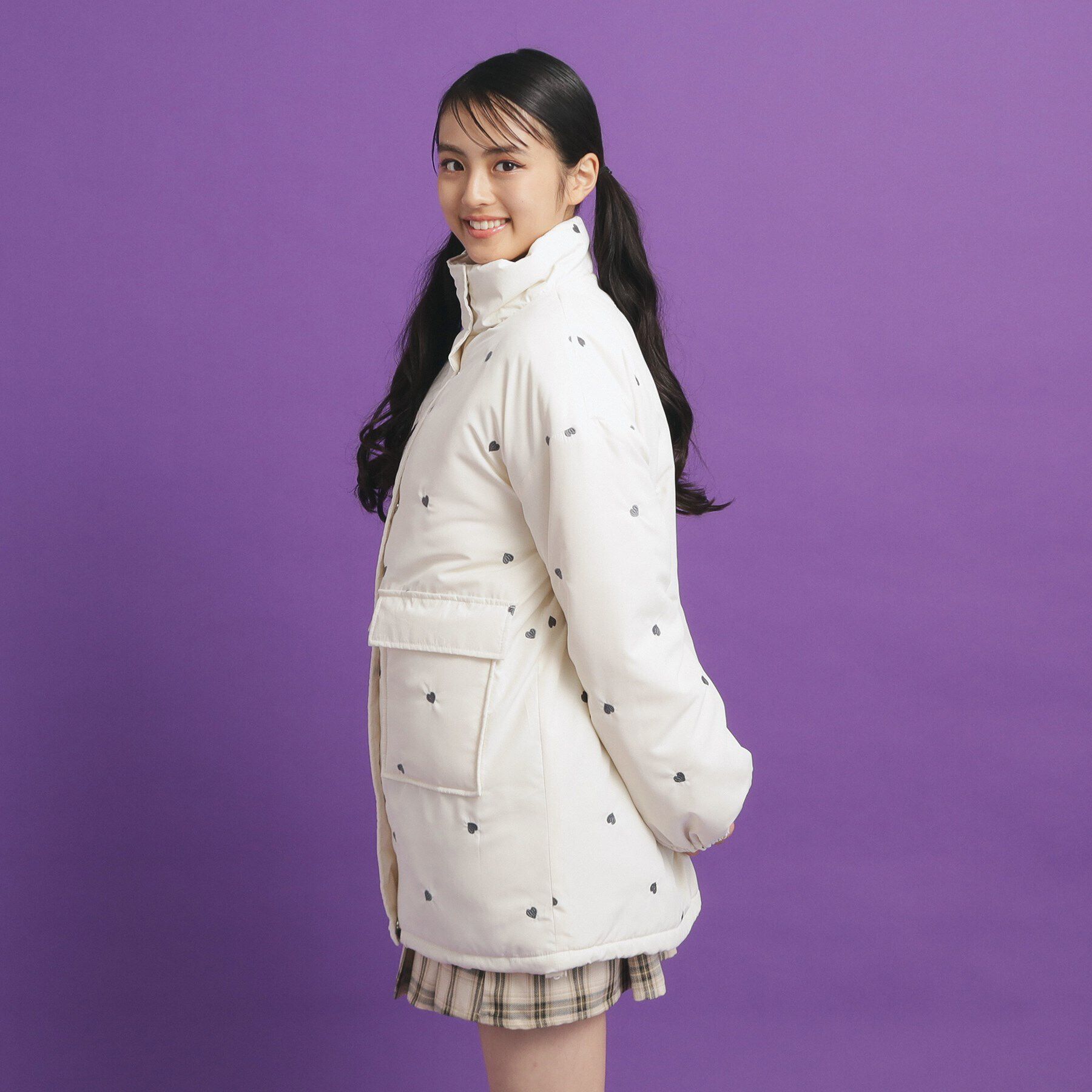 PINK-latte「ハート刺繍中綿ブルゾン」|ブルゾン・スタジャン|