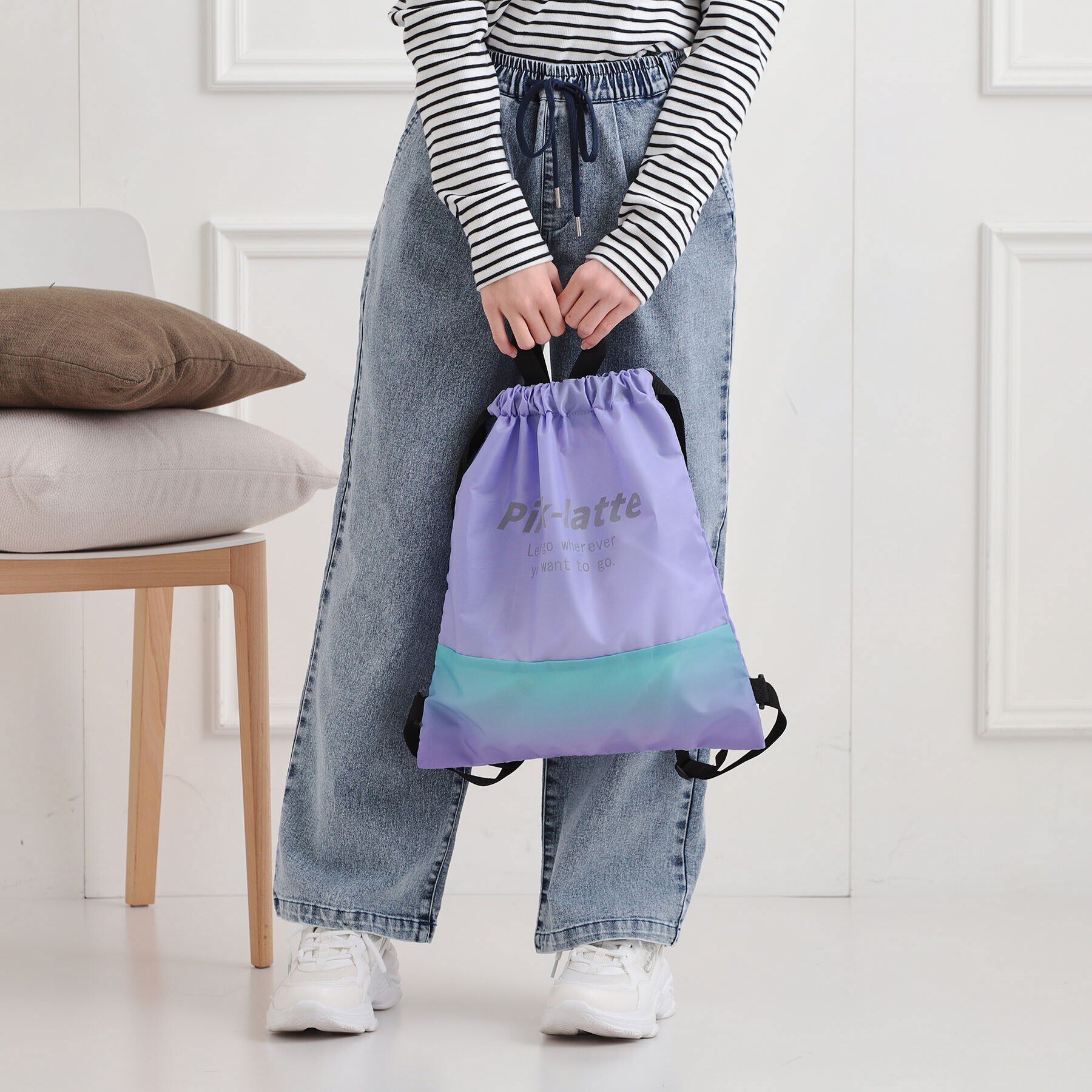 PINK-latte「グラデナップサック」|リュック|パープル(081)