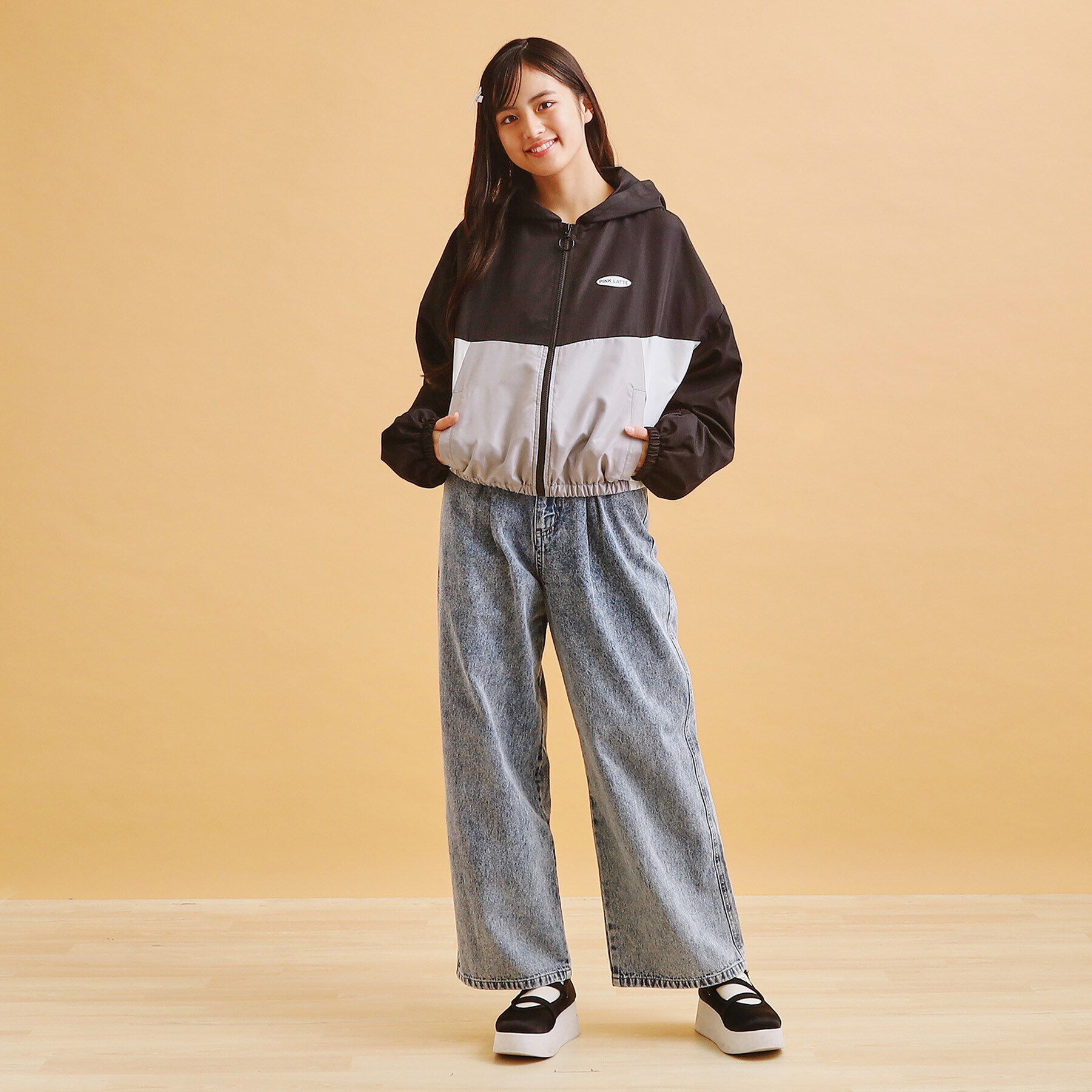 PINK-latte「配色切替ブルゾン」|ブルゾン・スタジャン|