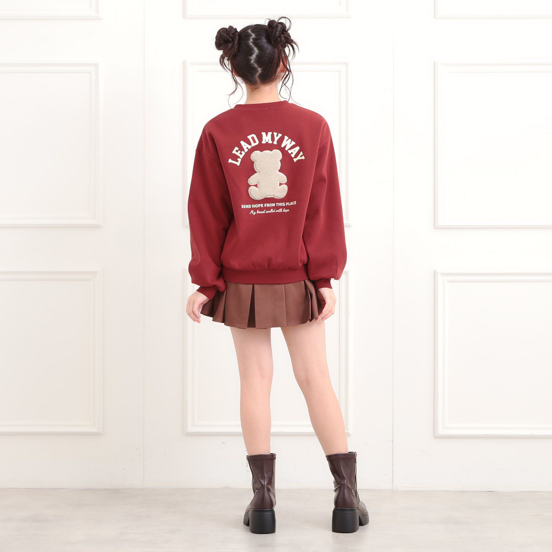 PINK-latte「ボアくまちゃんアップリケ裏起毛トレーナー」|その他|