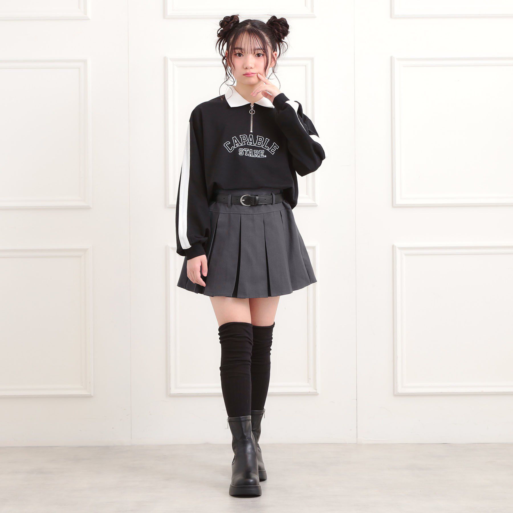 PINK-latte「ベルト付きプリーツスカート」|スカート|