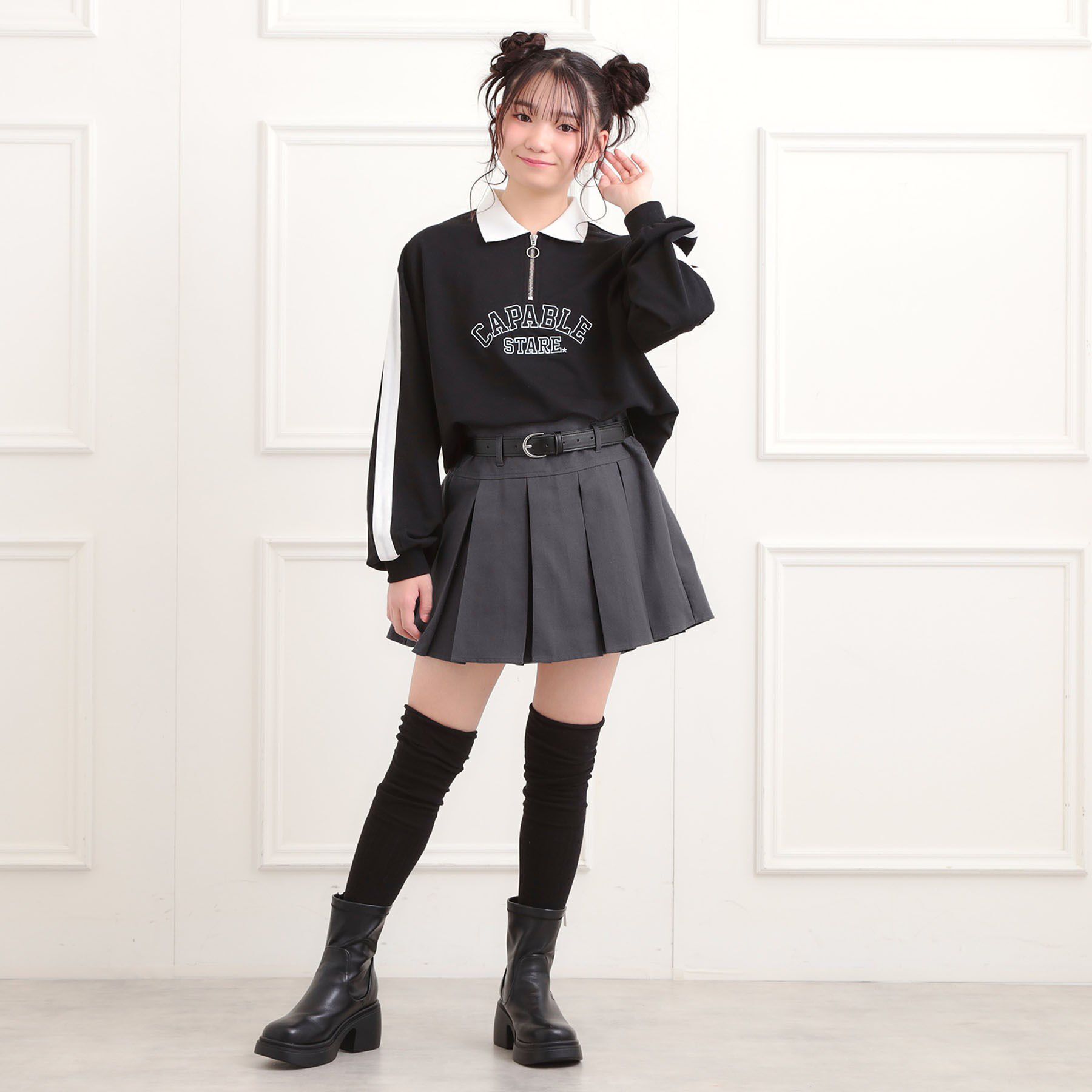 PINK-latte「ベルト付きプリーツスカート」|スカート|