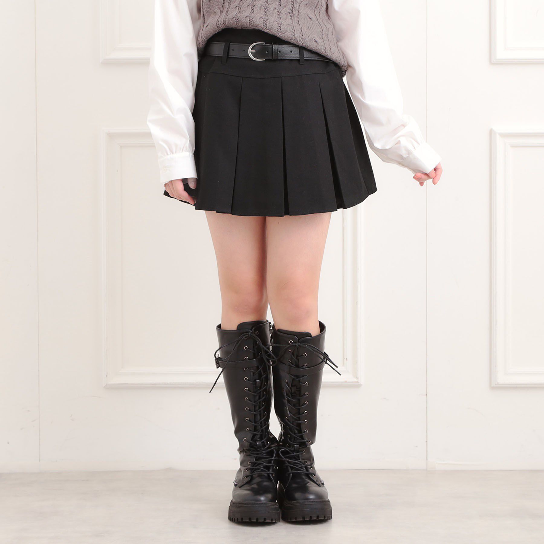 PINK-latte「ベルト付きプリーツスカート」|スカート|