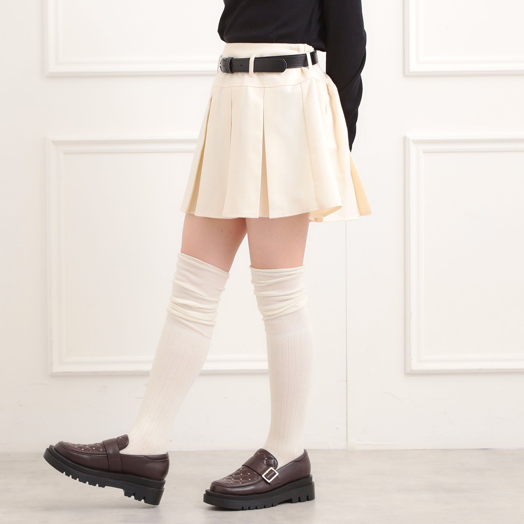 PINK-latte「ベルト付きプリーツスカート」|スカート|