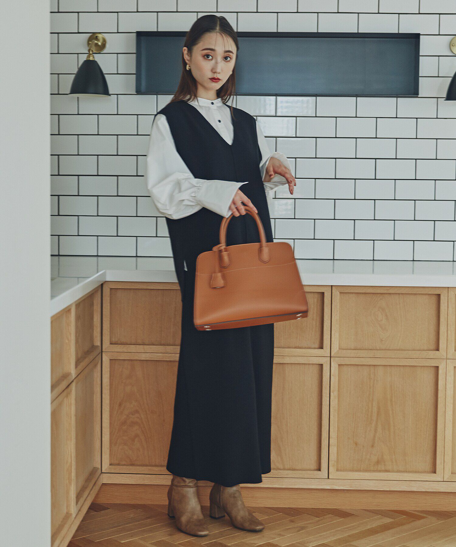  「ウォッシャブルポケットニットタイトスカート」|スカート|ブラック