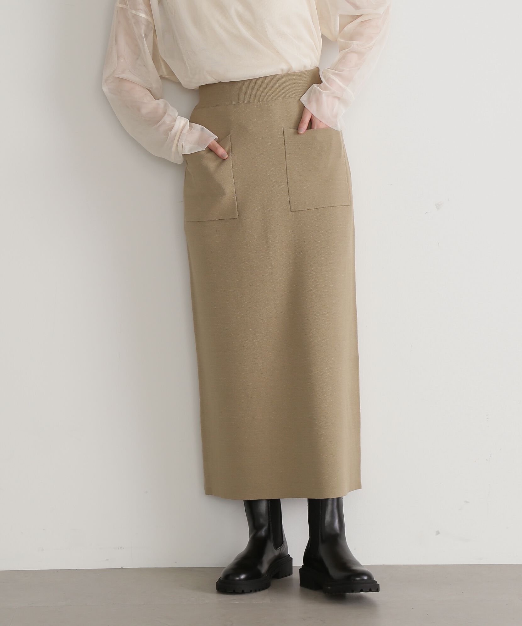 「ウォッシャブルポケットニットタイトスカート」|スカート|