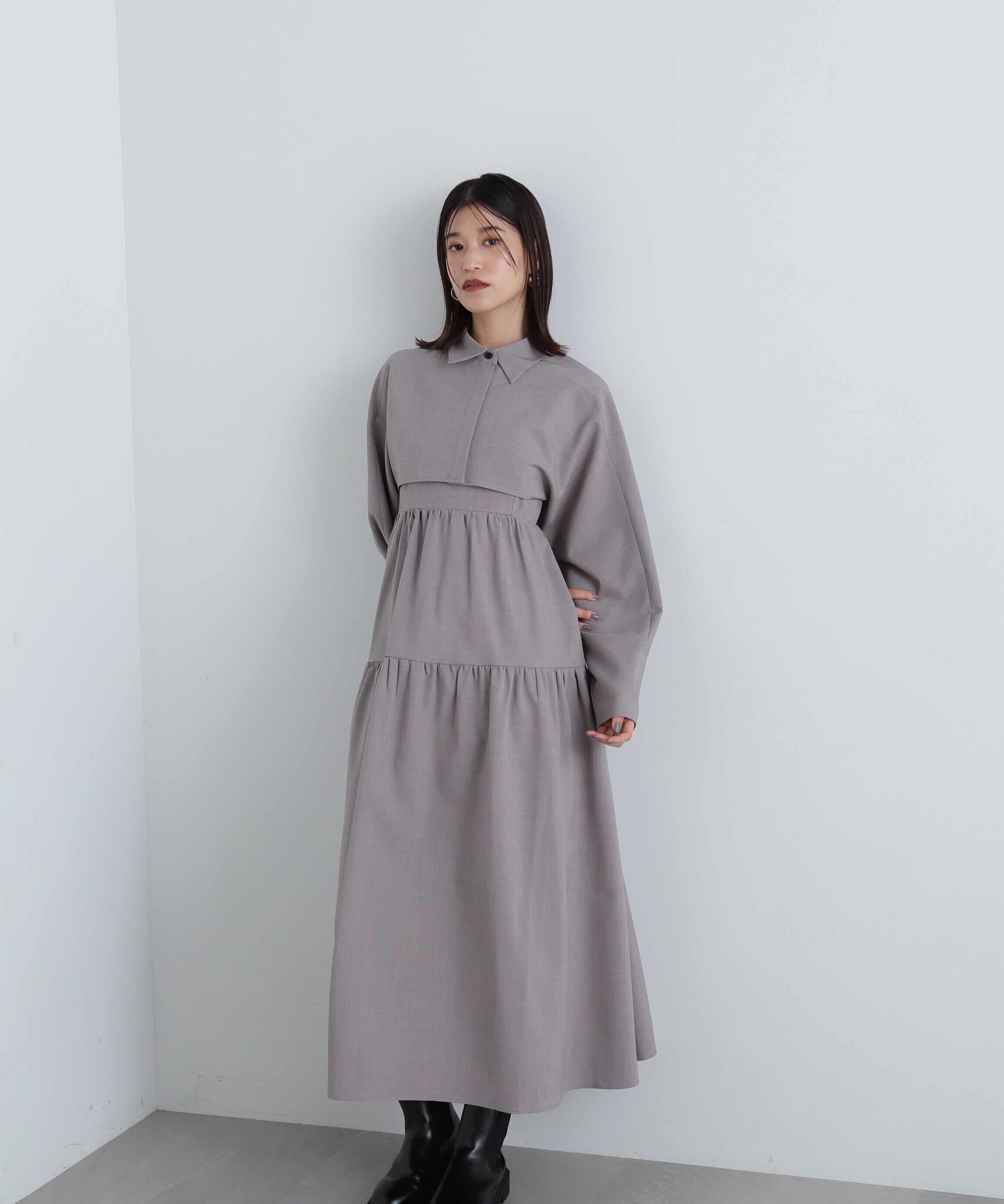  「クロップシャツレイヤーワンピース《S Size Line》」|ワンピース|