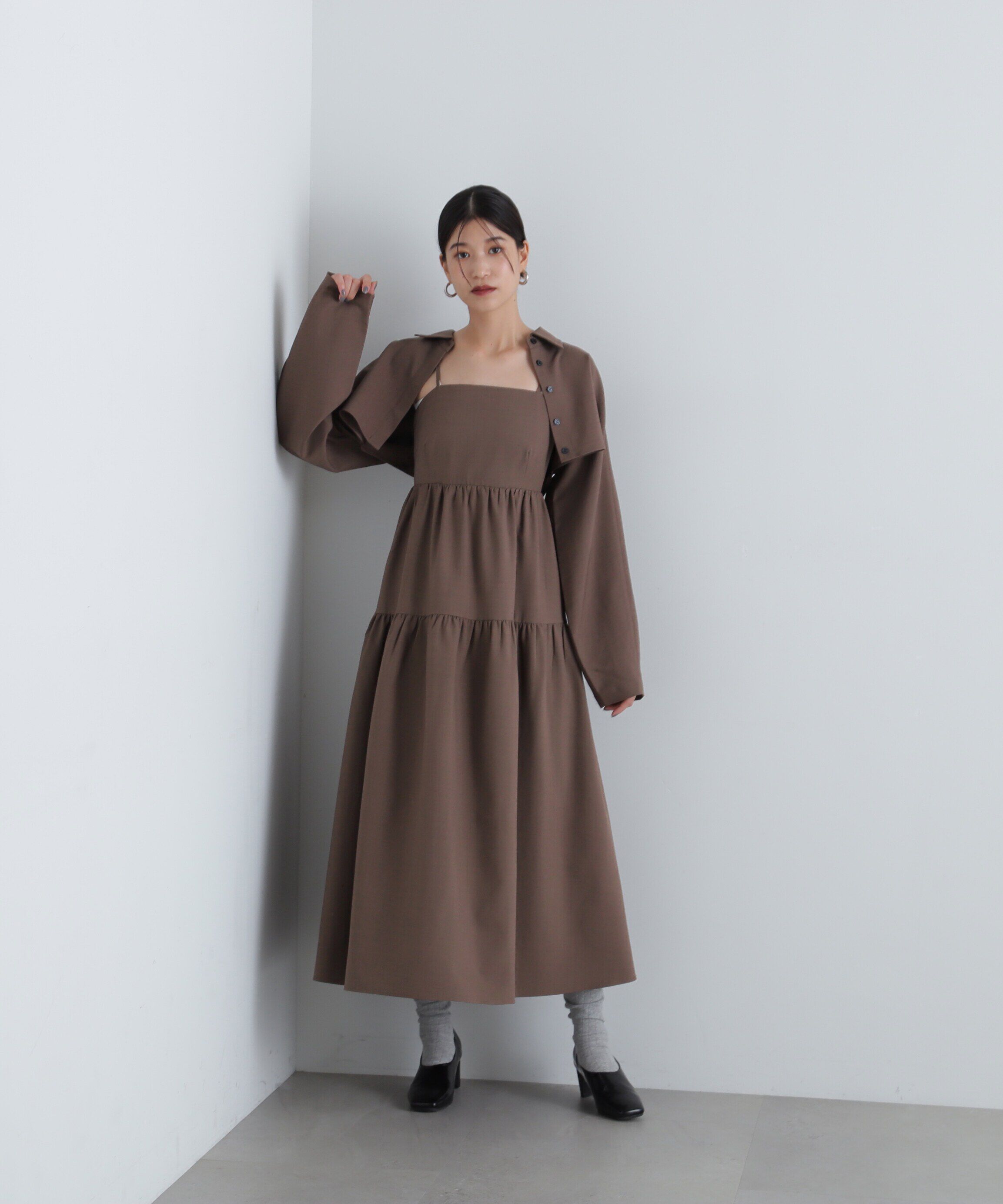  「クロップシャツレイヤーワンピース《S Size Line》」|ワンピース|