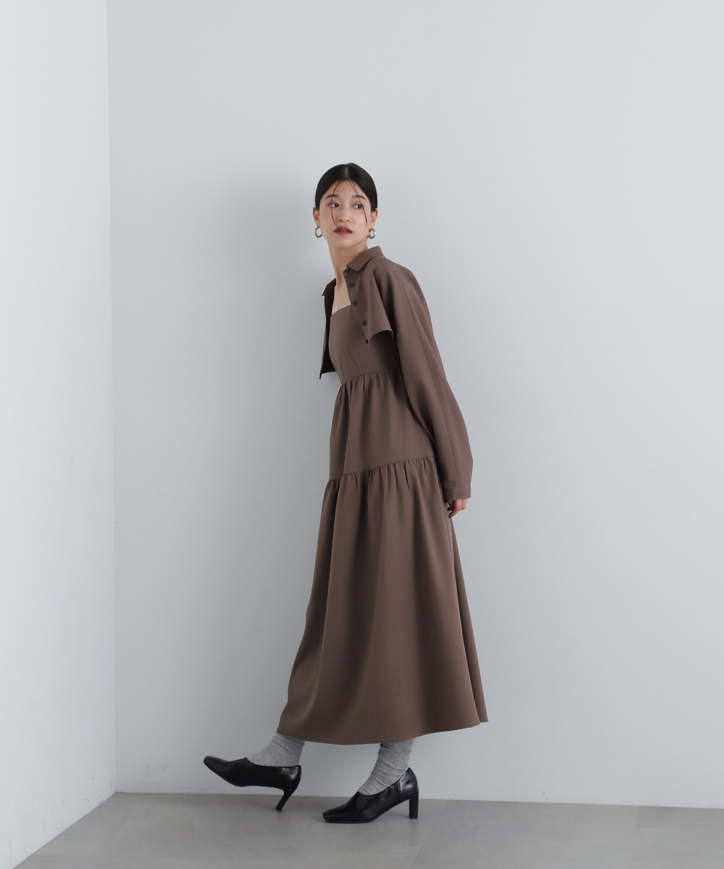  「クロップシャツレイヤーワンピース《S Size Line》」|ワンピース|