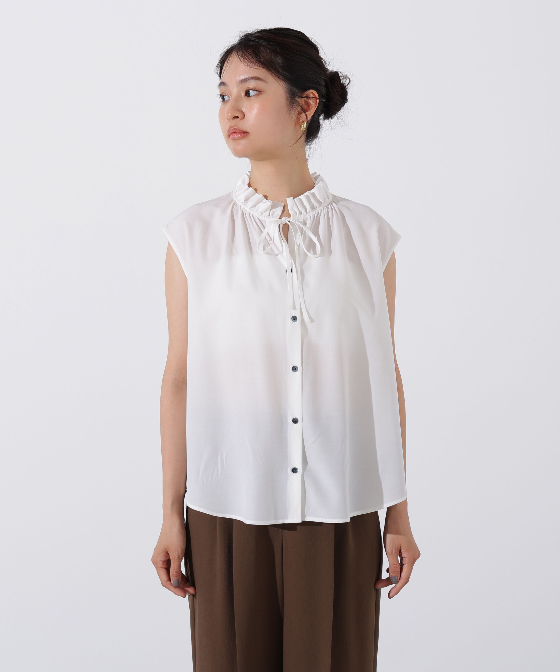 「スタンドフリルネックブラウス」|シャツ・ブラウス|
