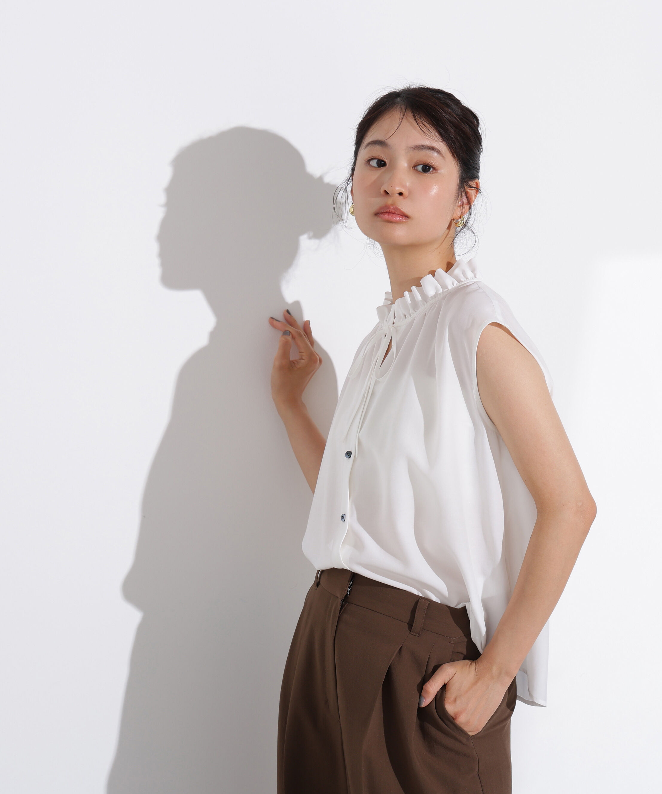  「スタンドフリルネックブラウス」|シャツ・ブラウス|