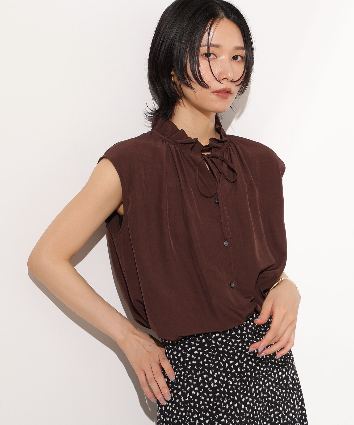  「スタンドフリルネックブラウス」|シャツ・ブラウス|