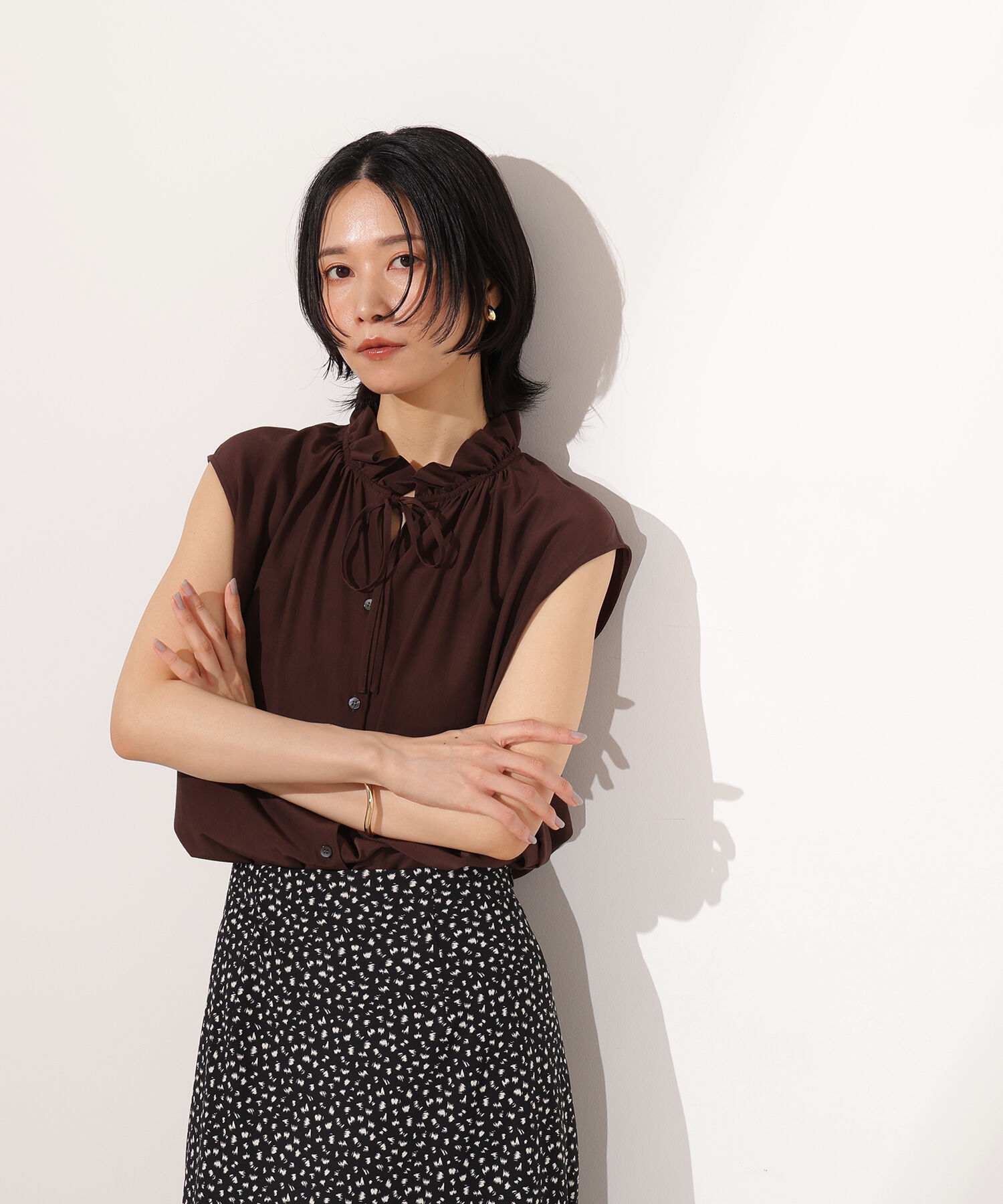  「スタンドフリルネックブラウス」|シャツ・ブラウス|