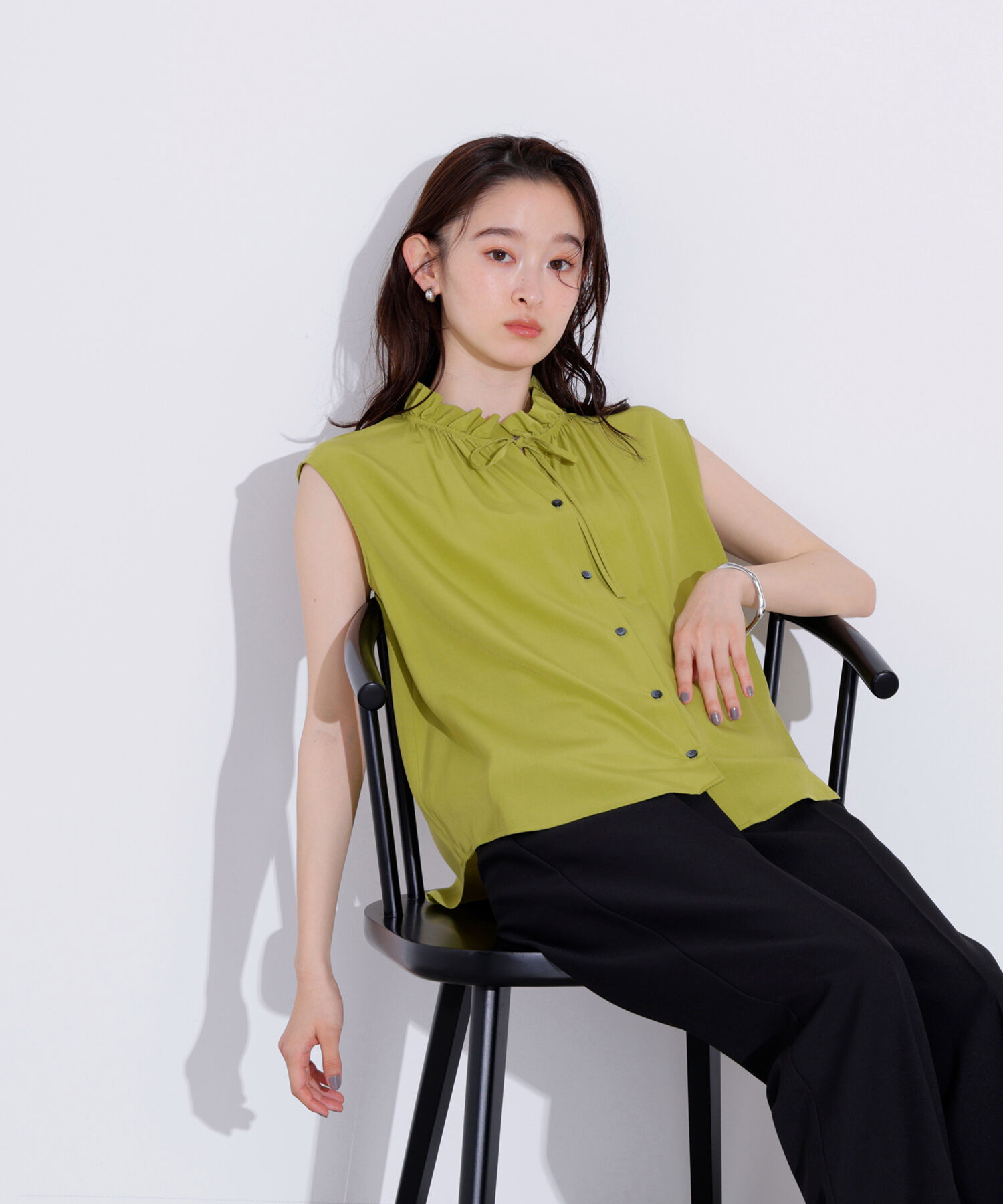  「スタンドフリルネックブラウス」|シャツ・ブラウス|ピスタチオグ 1