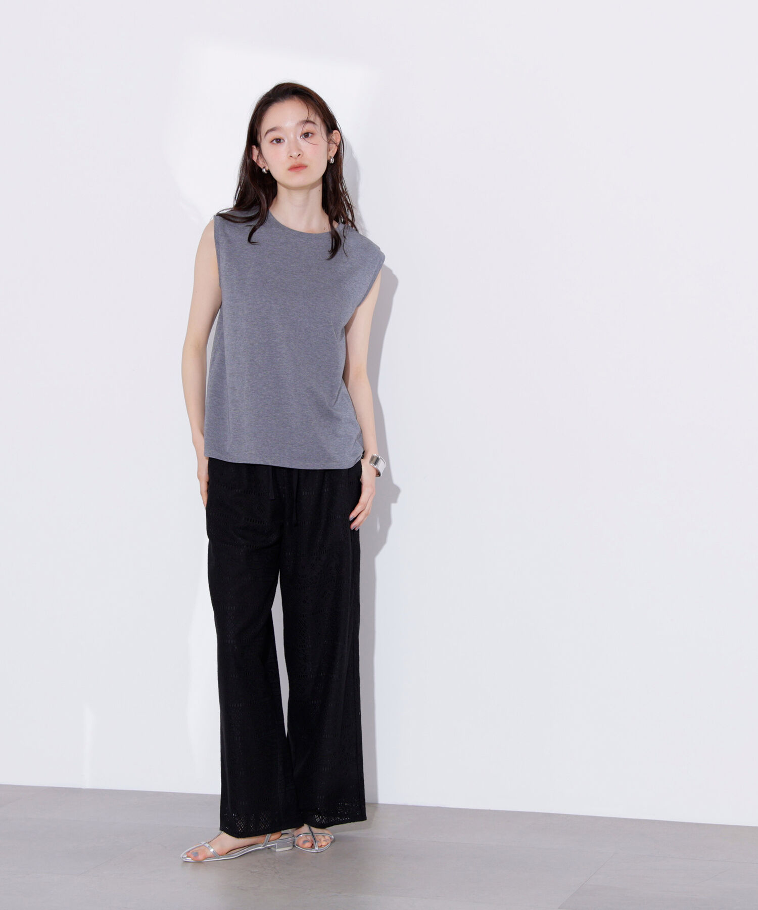  「メタルプレートノースリーブカットソー」|Tシャツ・カットソー|