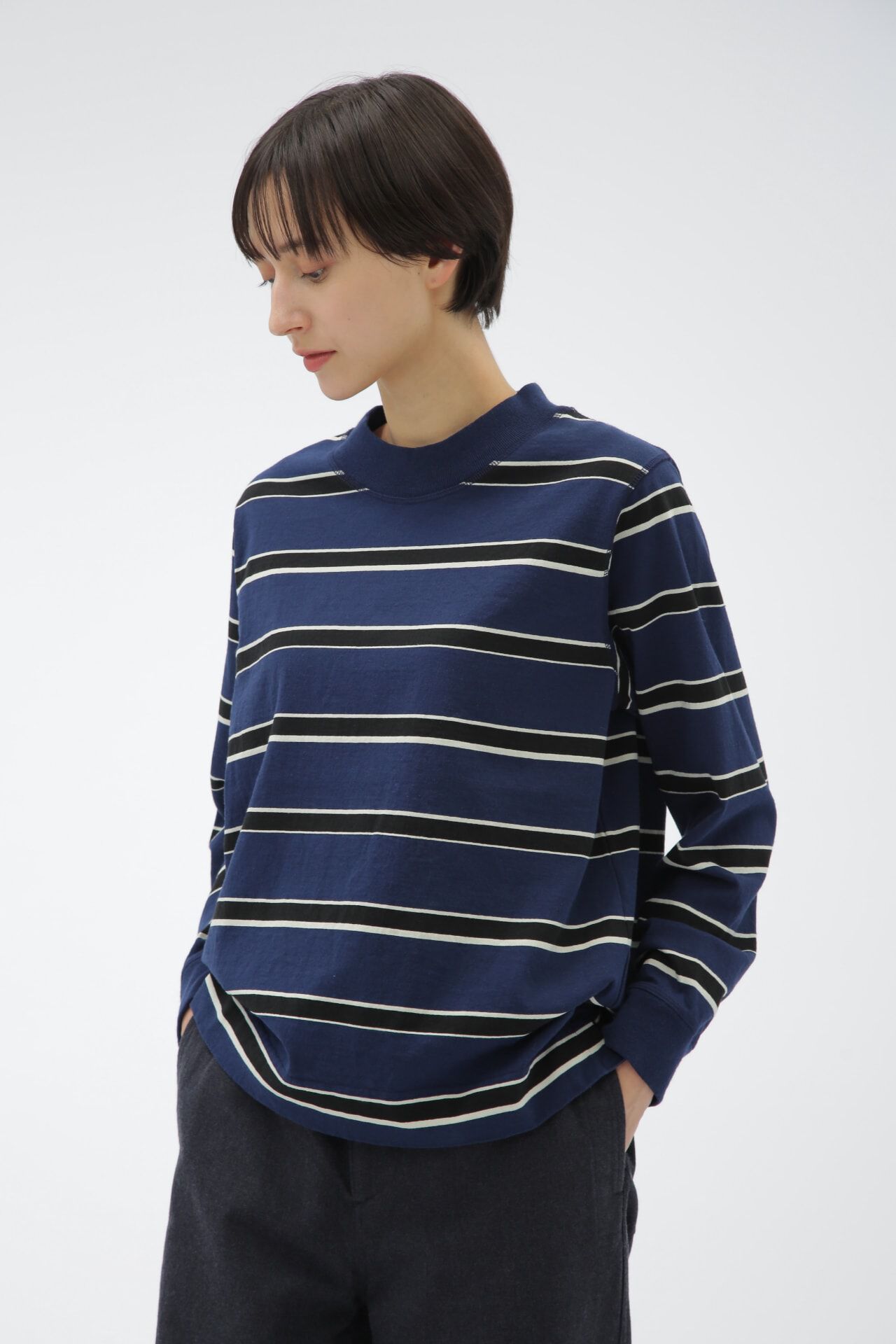 MHL.「OUTLINE STRIPE JERSEY」|Tシャツ・カットソー|INDIGO5