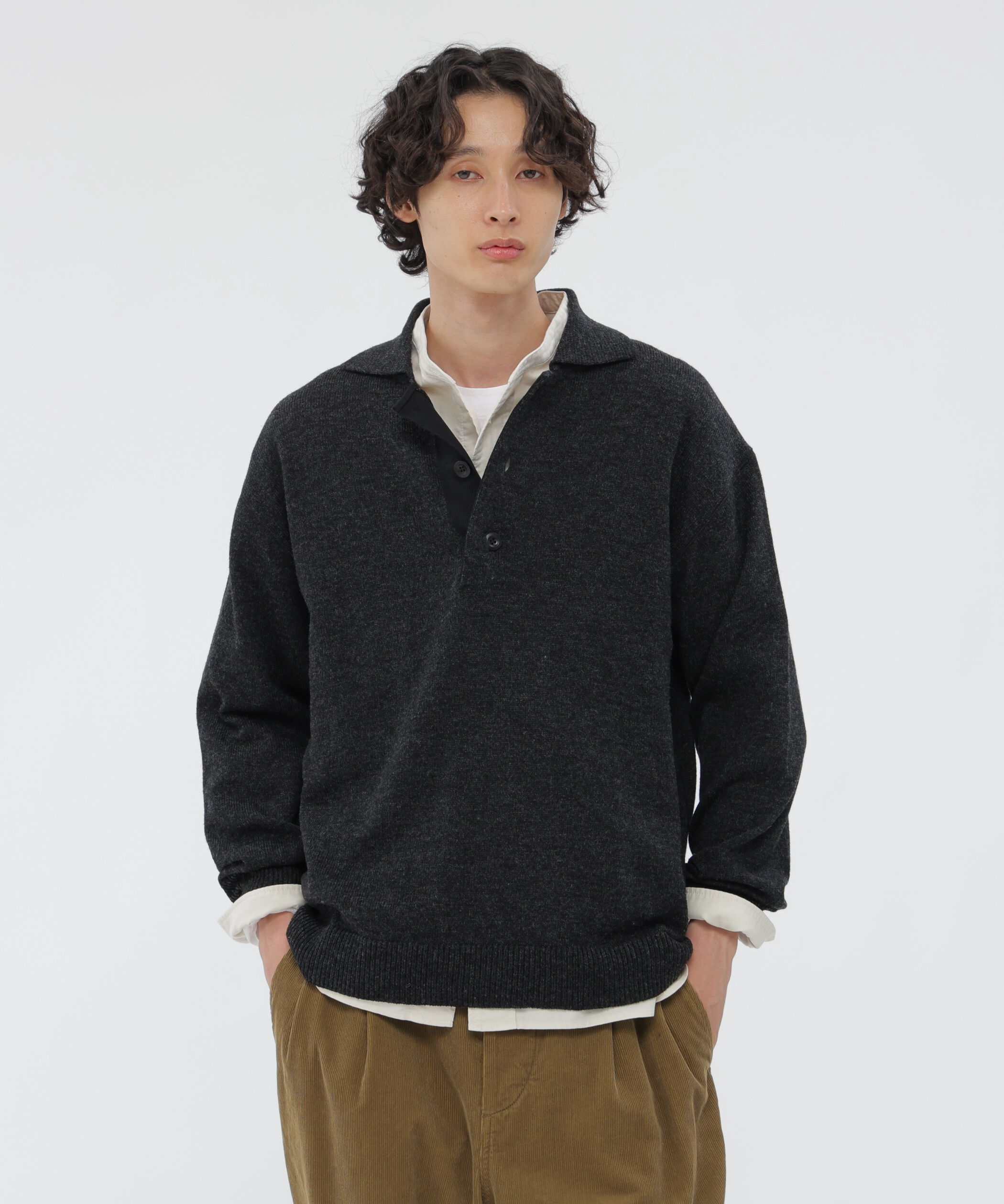 MHL.「WASHABLE DRY WOOL KNITWEAR」|ニット・セーター|DARK CHARCOAL4