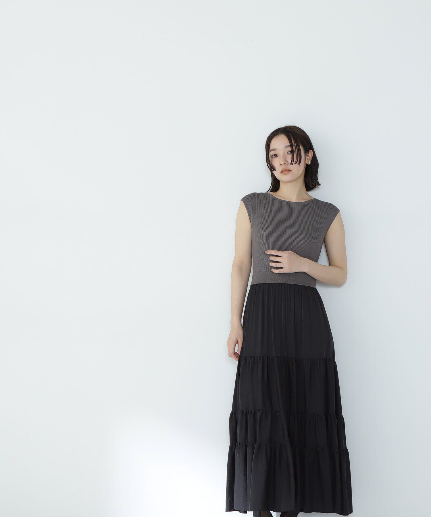  「ティアードドッキングニットワンピース」|ワンピース|