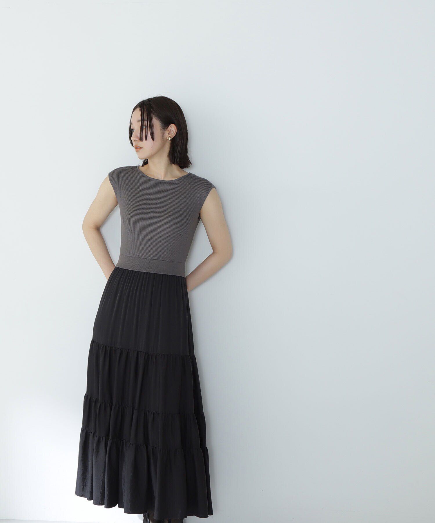  「ティアードドッキングニットワンピース」|ワンピース|