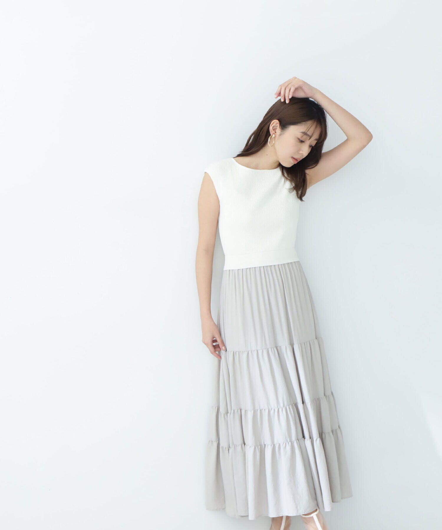  「ティアードドッキングニットワンピース」|ワンピース|