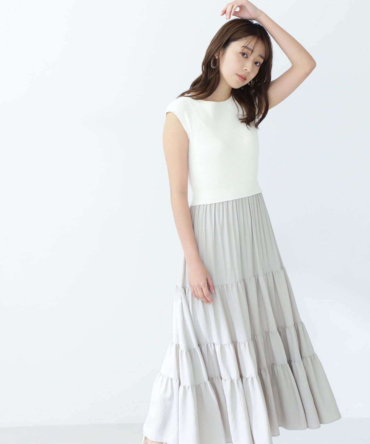 「ティアードドッキングニットワンピース」|ワンピース|