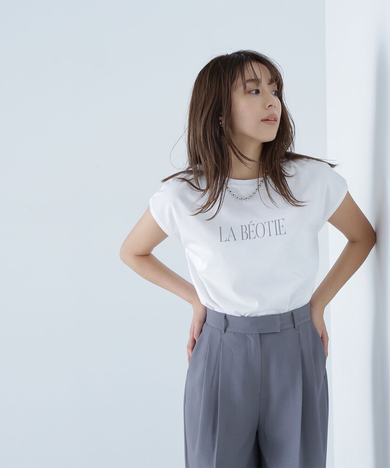  「フレンチスリーブカラーロゴTシャツ」|Tシャツ・カットソー|