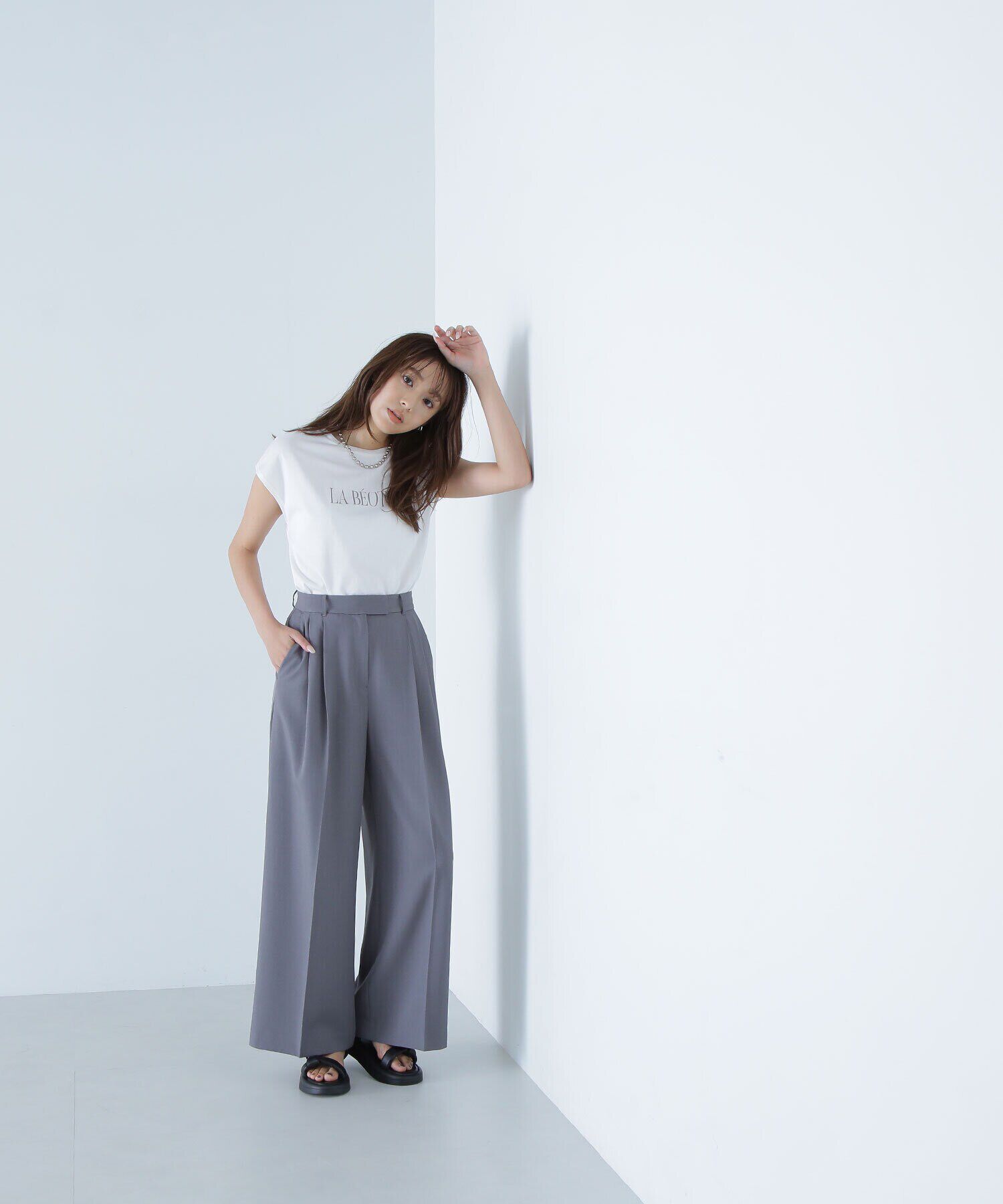  「フレンチスリーブカラーロゴTシャツ」|Tシャツ・カットソー|