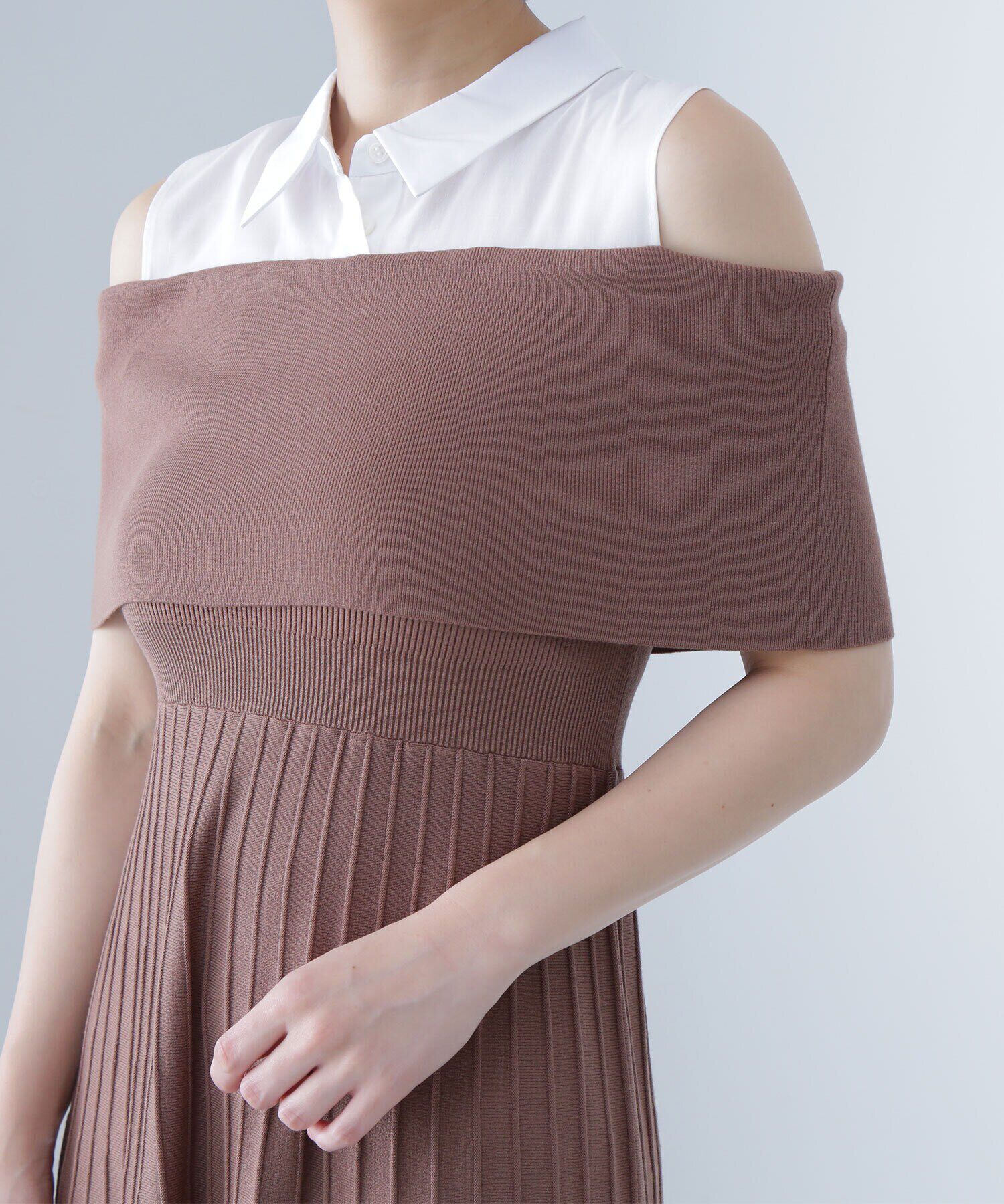  「シャツドッキングニットワンピース」|ワンピース|