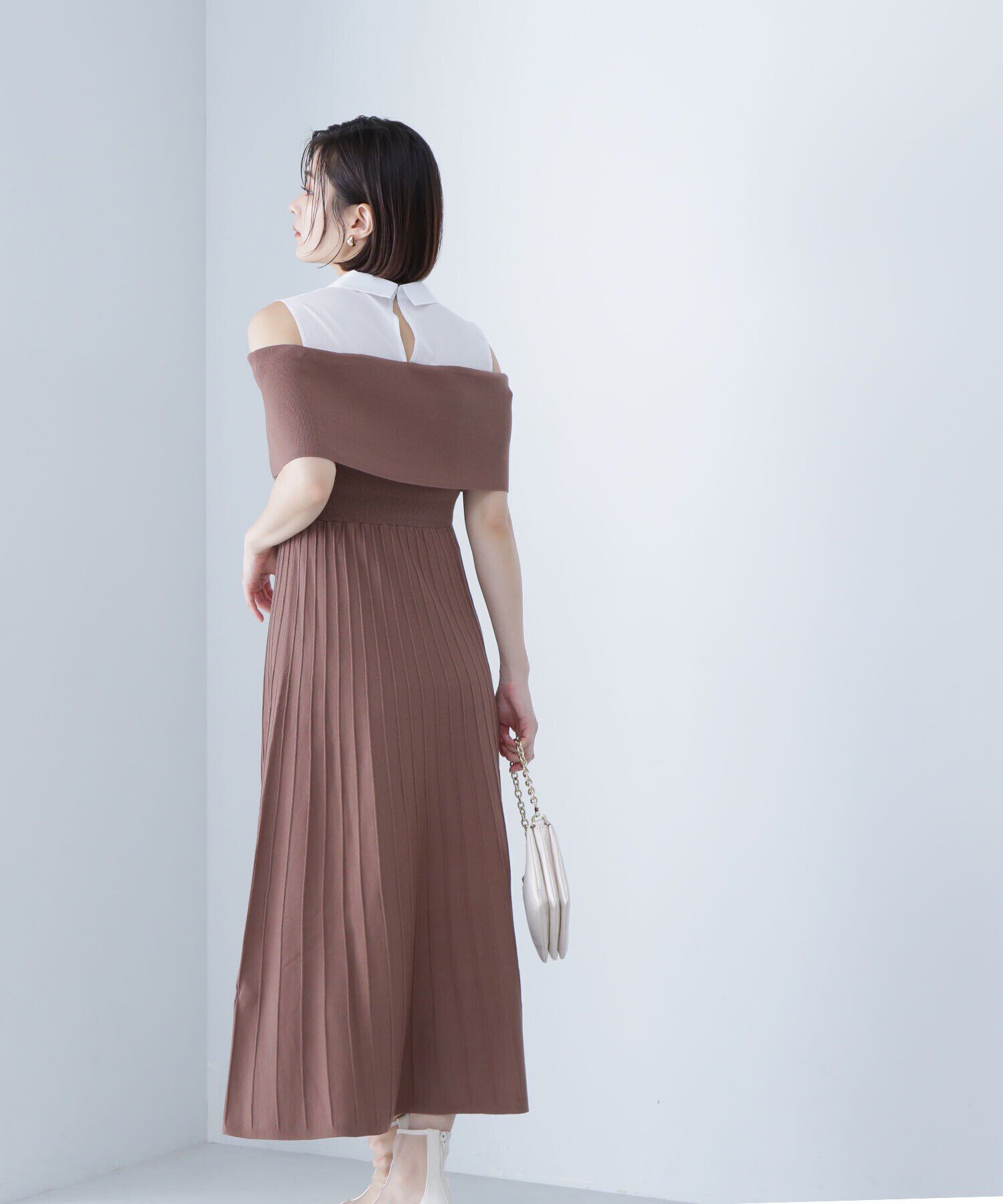  「シャツドッキングニットワンピース」|ワンピース|