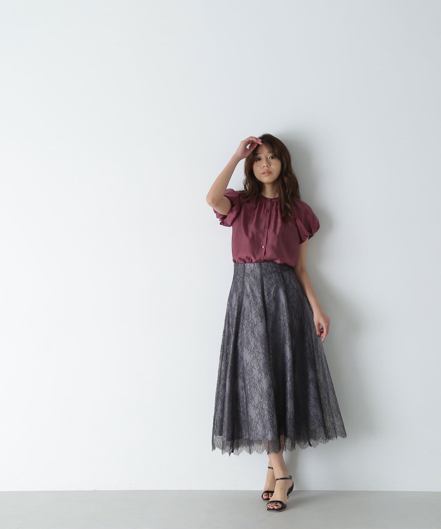  「バイカラースカラップレーススカート」|スカート|