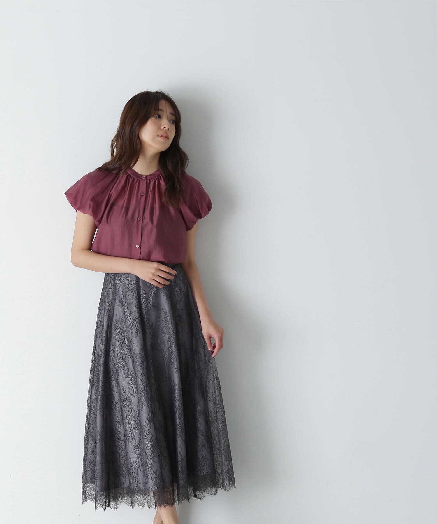  「バイカラースカラップレーススカート」|スカート|