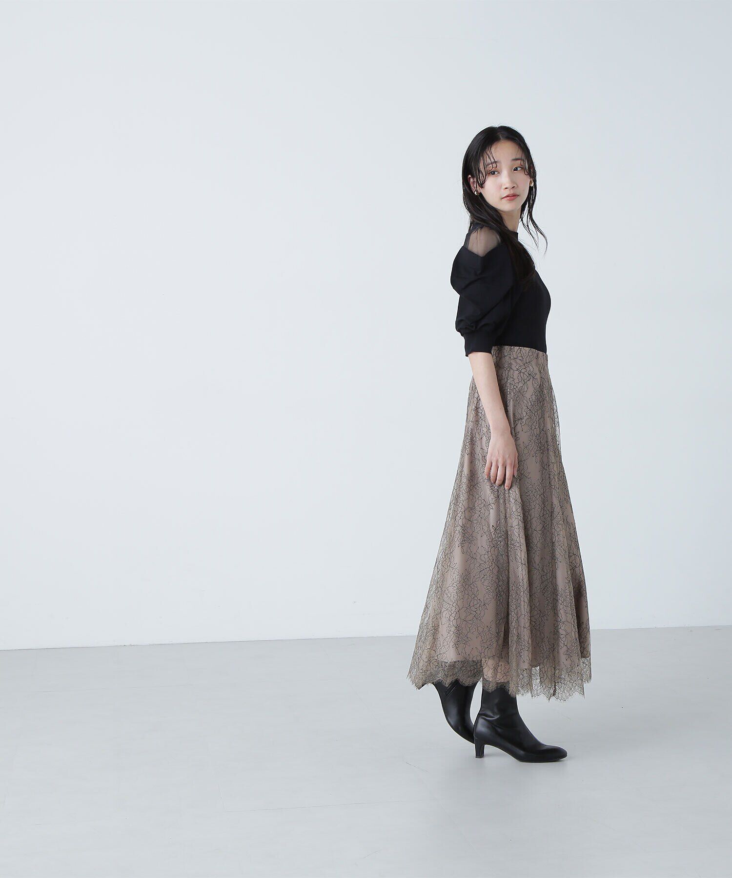  「バイカラースカラップレーススカート」|スカート|