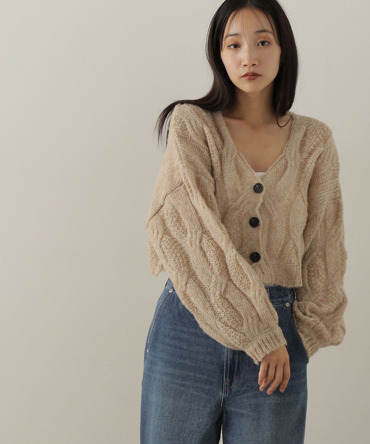  「クロップドケーブルニットカーディガン」|ニット・セーター|