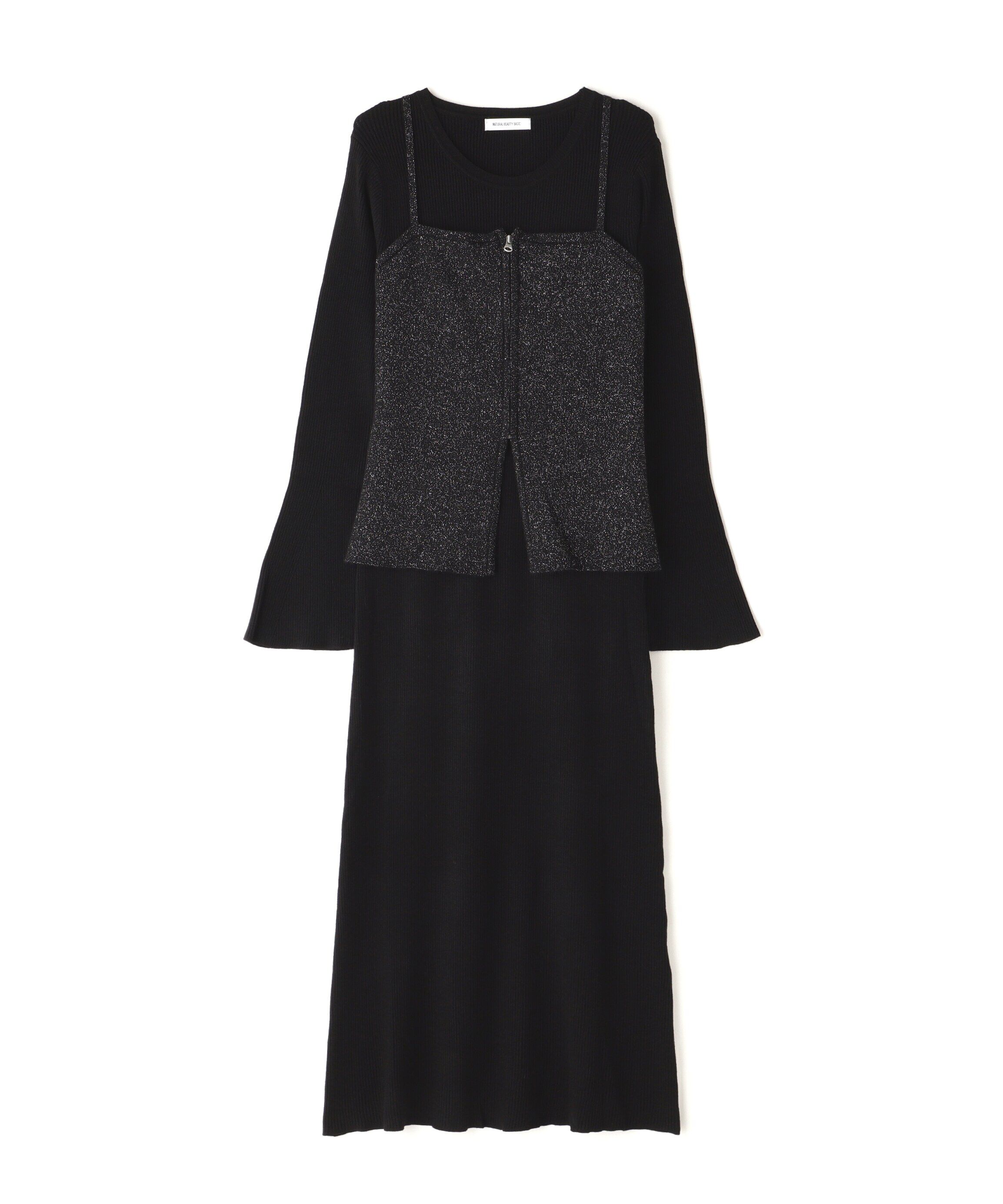  「ジップビスチェ＆ナローニットワンピース」|ワンピース|